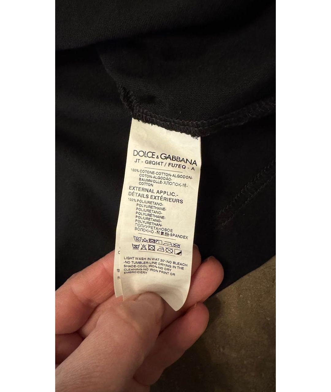 DOLCE&GABBANA Черная хлопковая футболка, фото 5