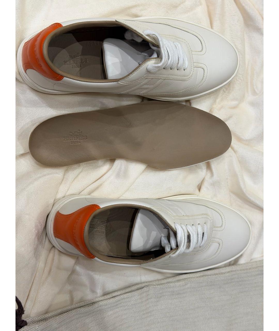 HERMES Белые кожаные кеды, фото 4