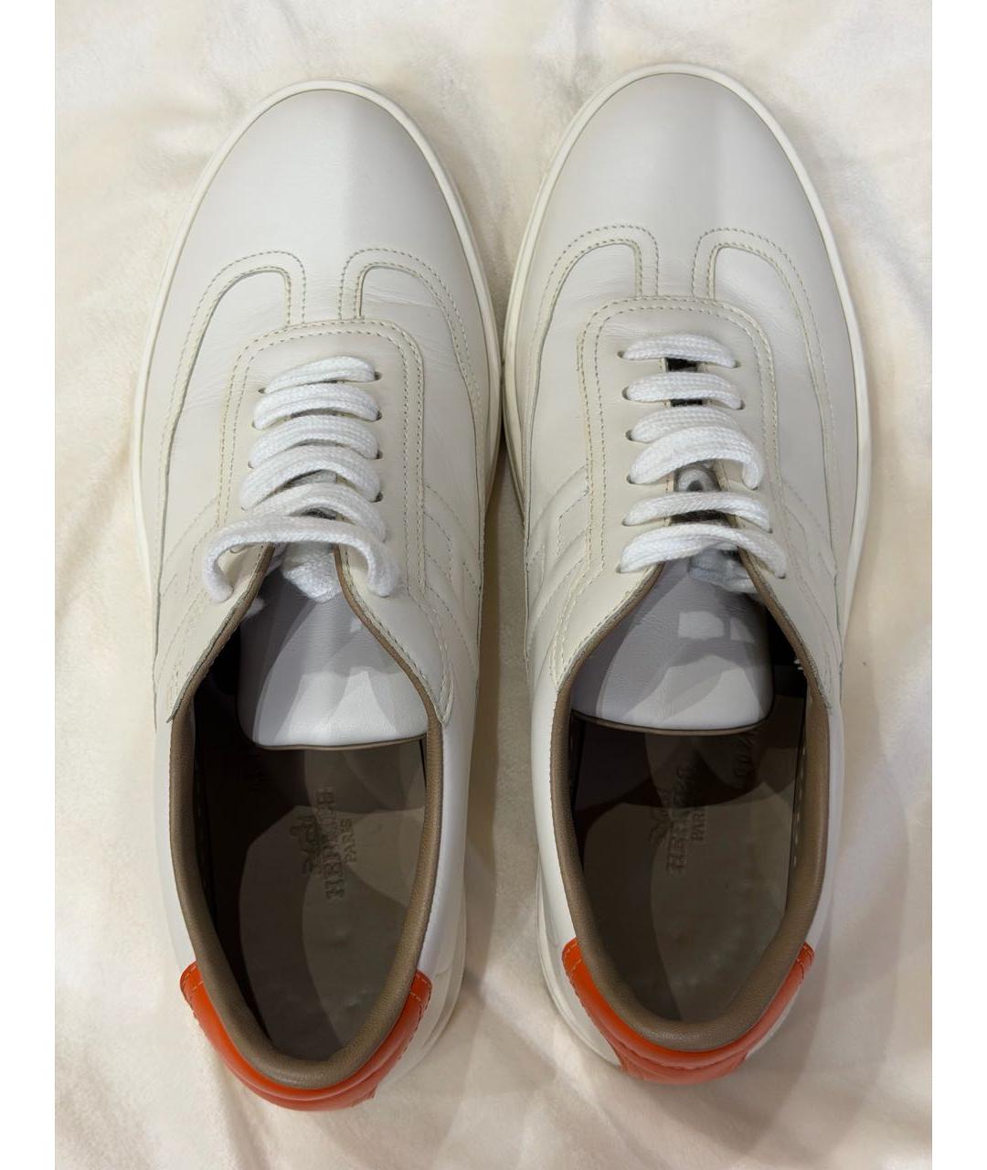 HERMES Белые кожаные кеды, фото 7