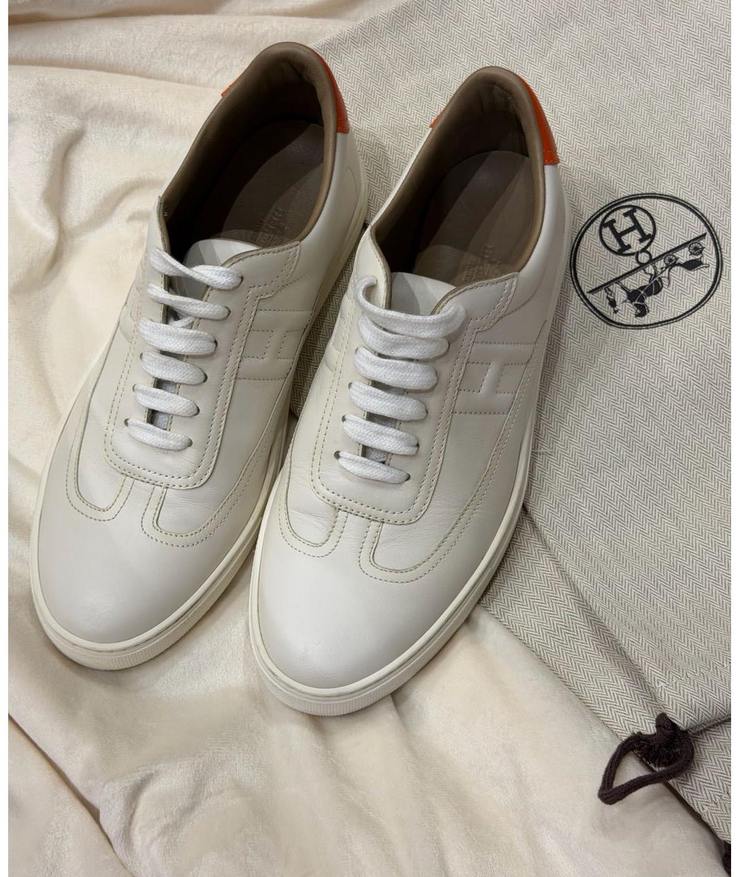 HERMES Белые кожаные кеды, фото 2