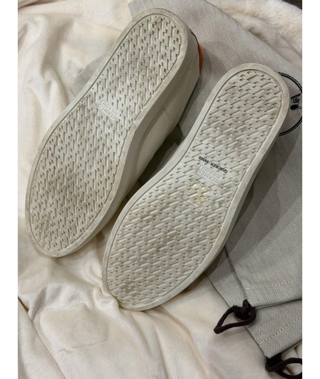 HERMES Белые кожаные кеды, фото 5