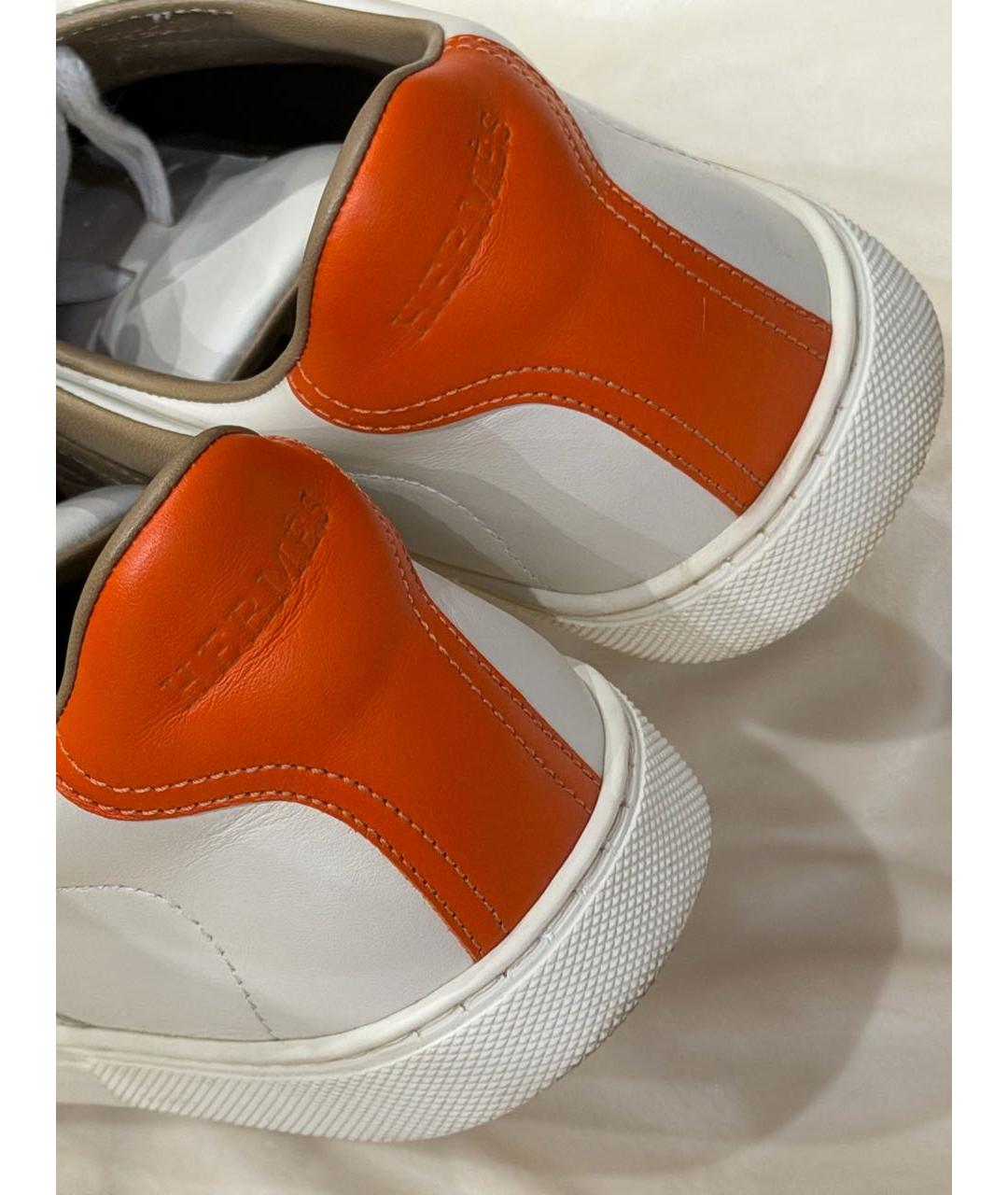 HERMES Белые кожаные кеды, фото 3