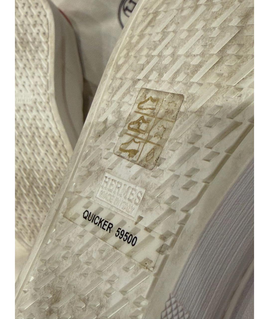 HERMES Белые кожаные кеды, фото 6
