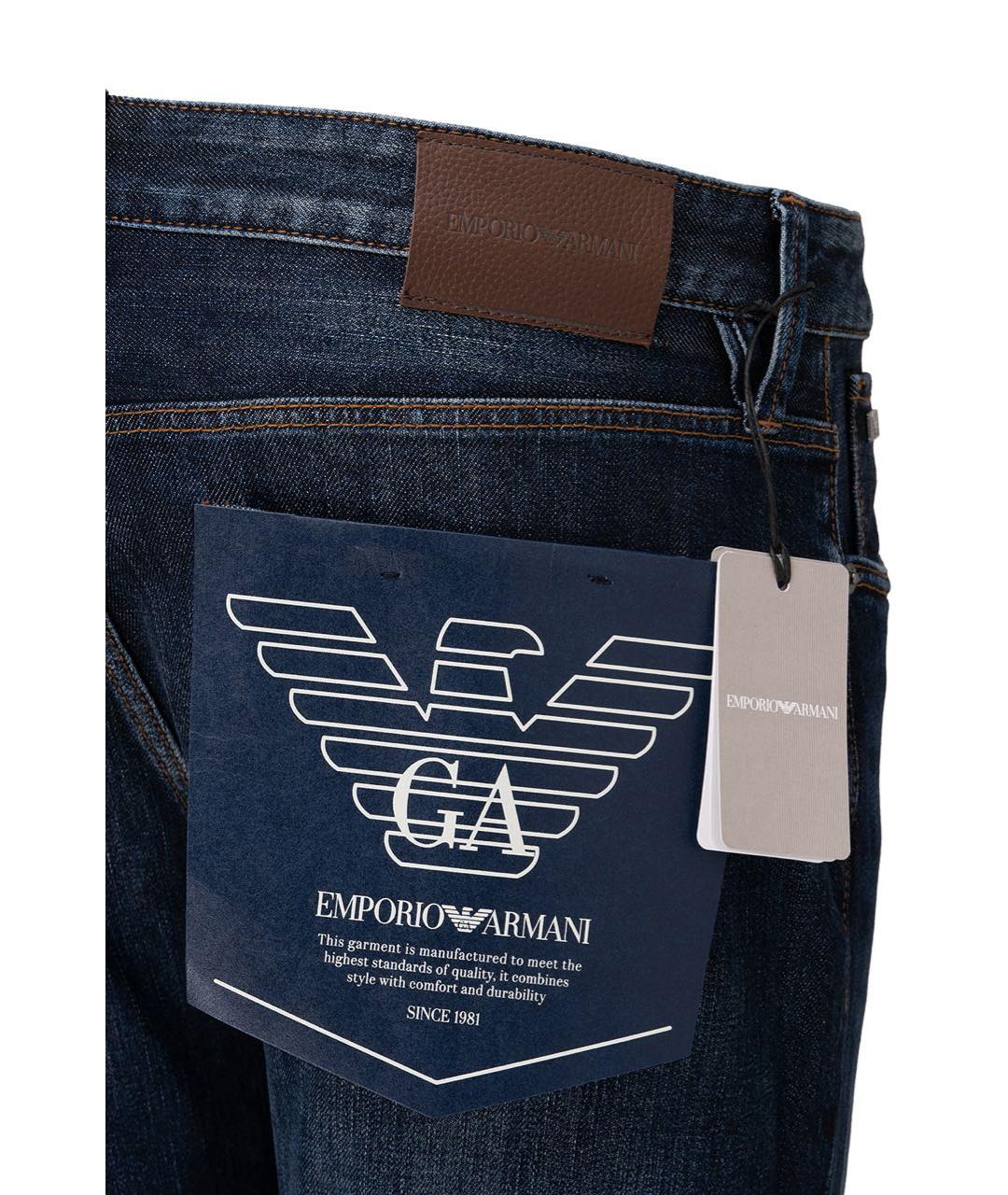EMPORIO ARMANI Темно-синие хлопко-эластановые джинсы скинни, фото 4