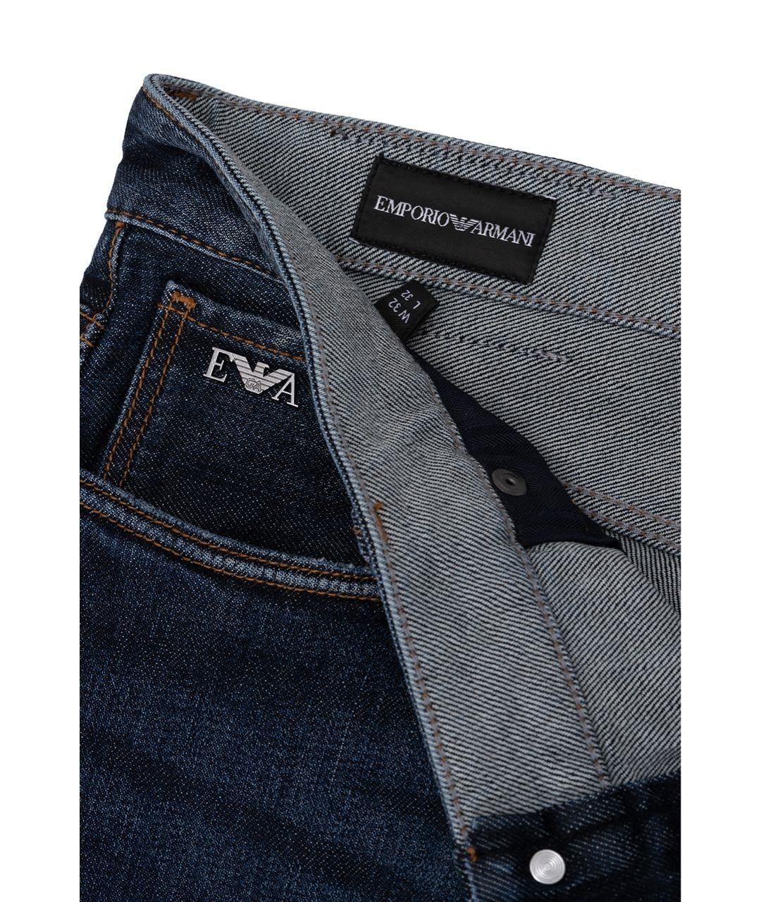 EMPORIO ARMANI Темно-синие хлопко-эластановые джинсы скинни, фото 5