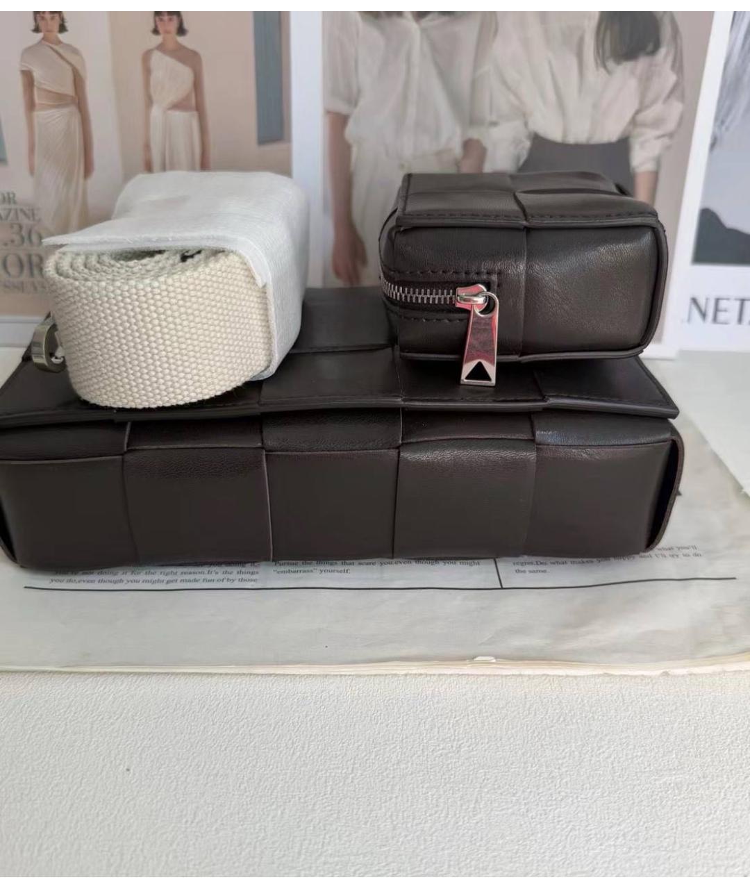 BOTTEGA VENETA Коричневая кожаная сумка на плечо, фото 4