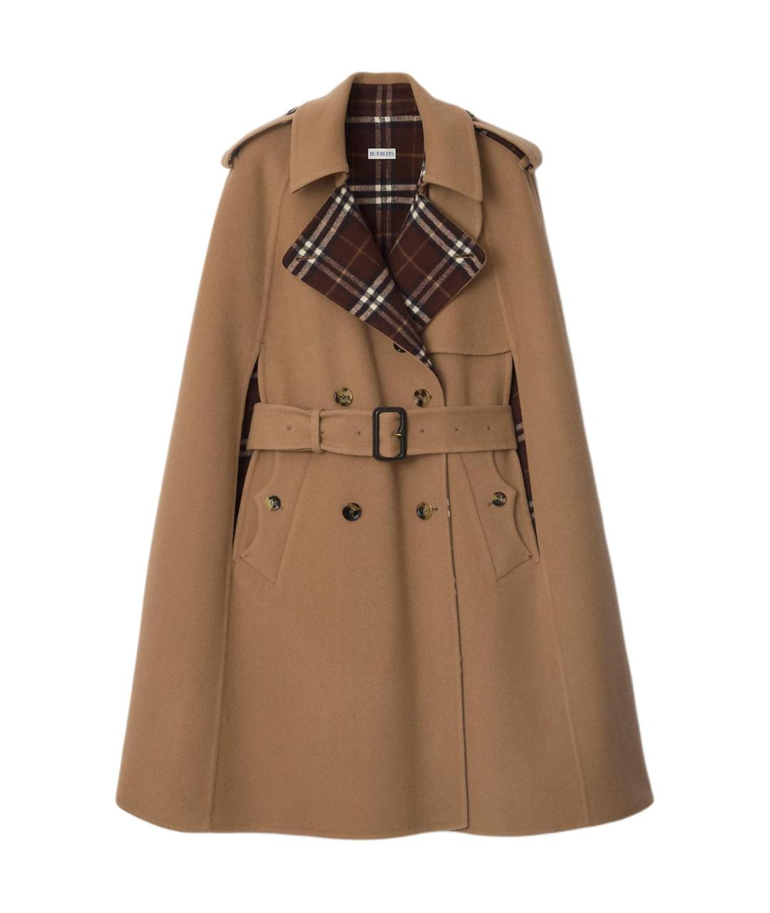 BURBERRY Бежевый шерстяной тренч/плащ, фото 1