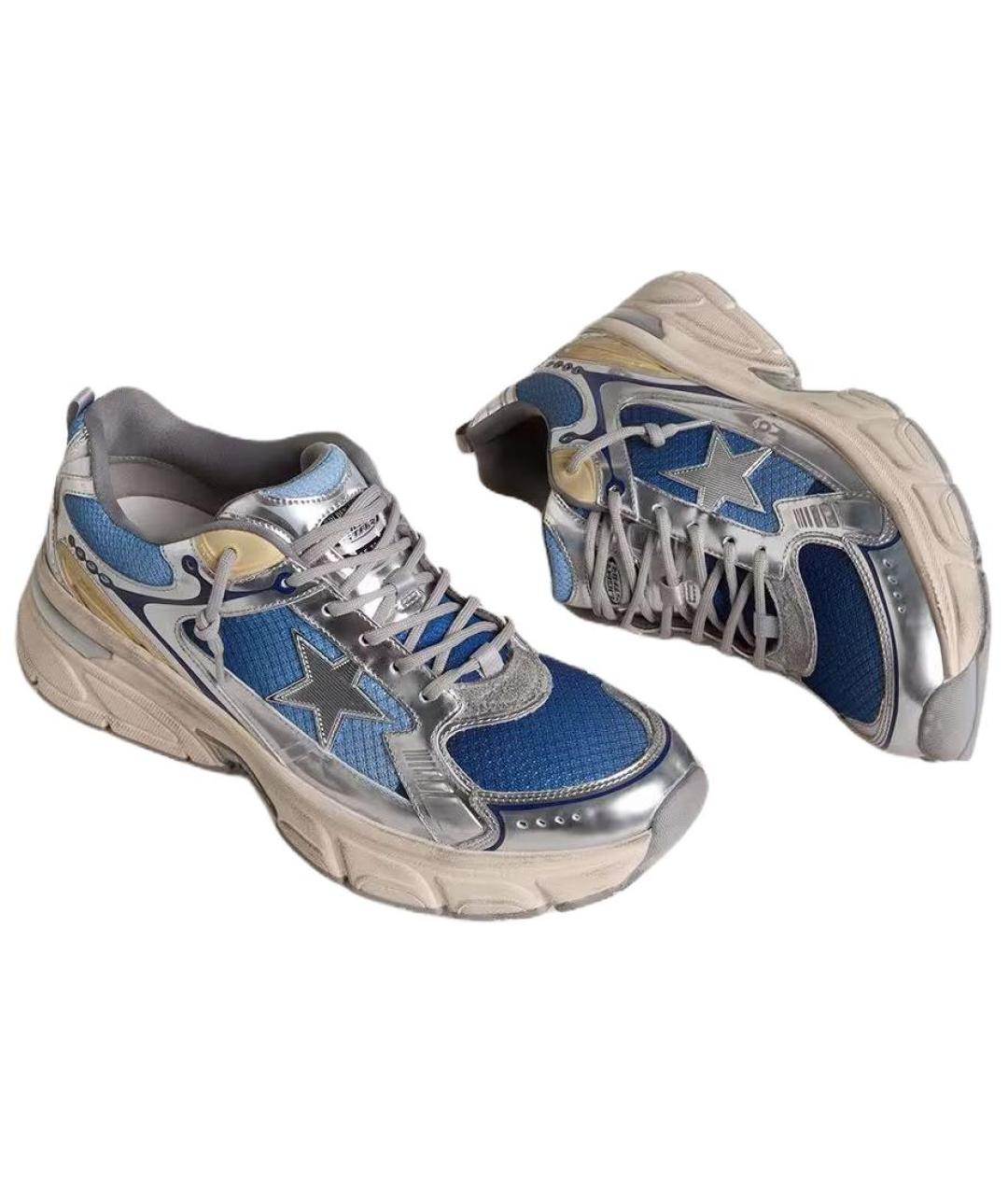 GOLDEN GOOSE DELUXE BRAND Голубые текстильные кроссовки, фото 4