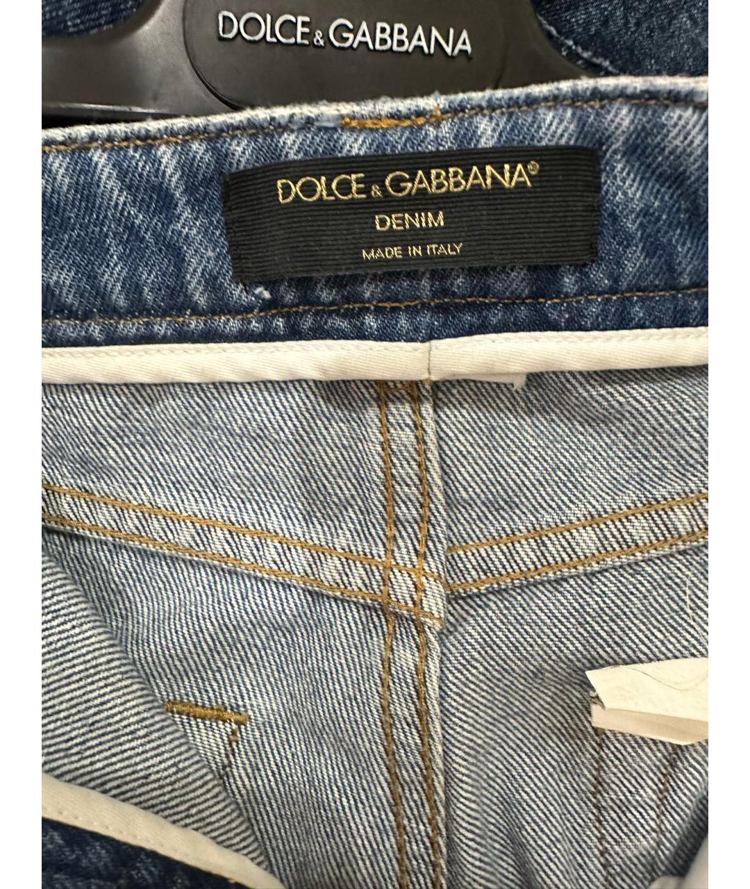 DOLCE&GABBANA Голубые хлопковые джинсы слим, фото 4