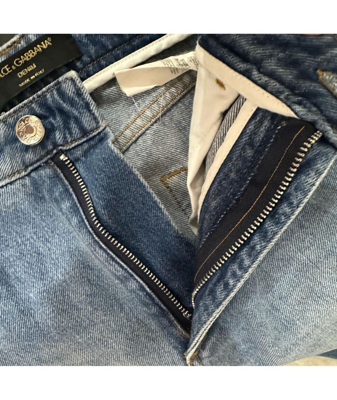 DOLCE&GABBANA Голубые хлопковые джинсы слим, фото 5