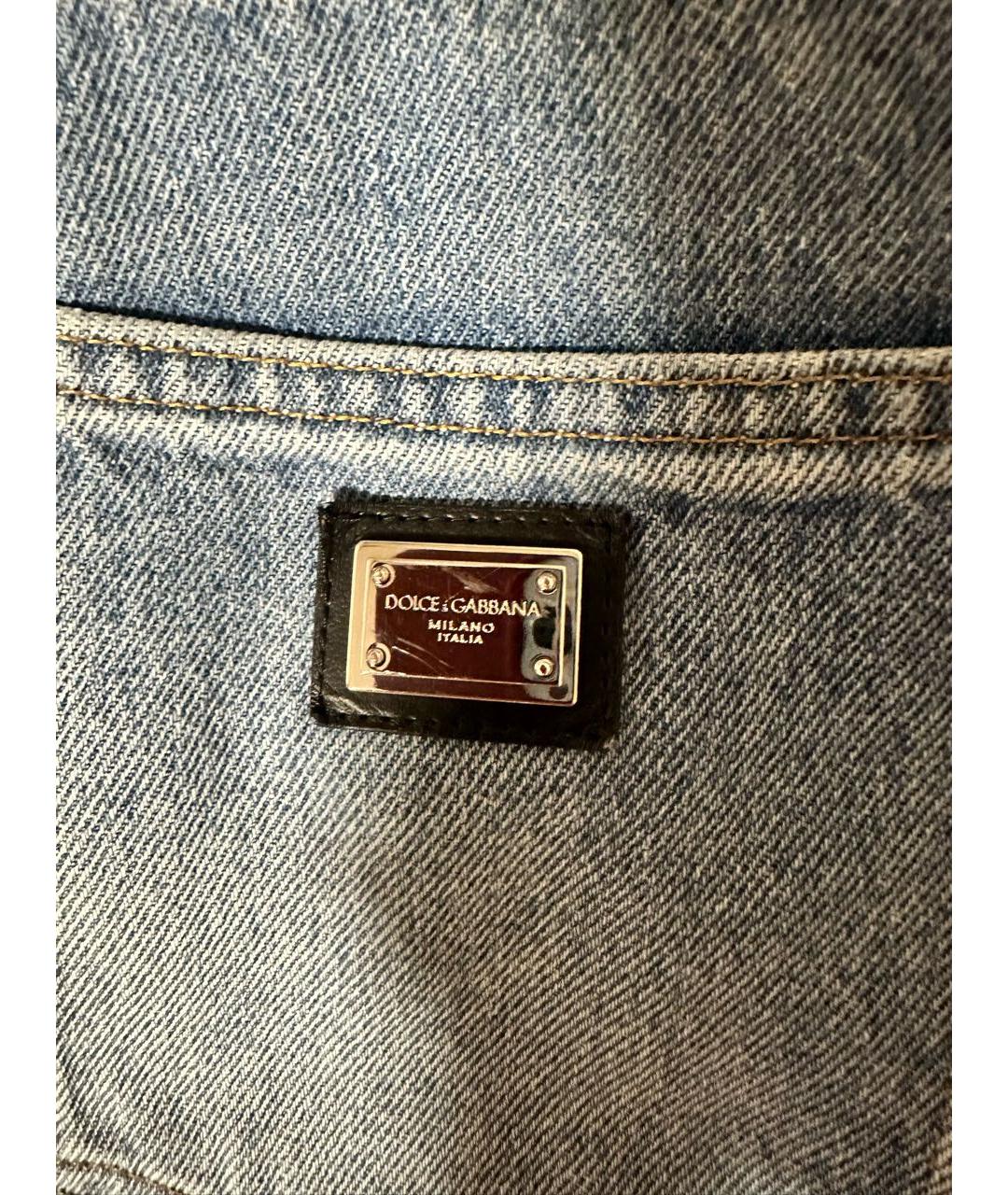 DOLCE&GABBANA Голубые хлопковые джинсы слим, фото 6