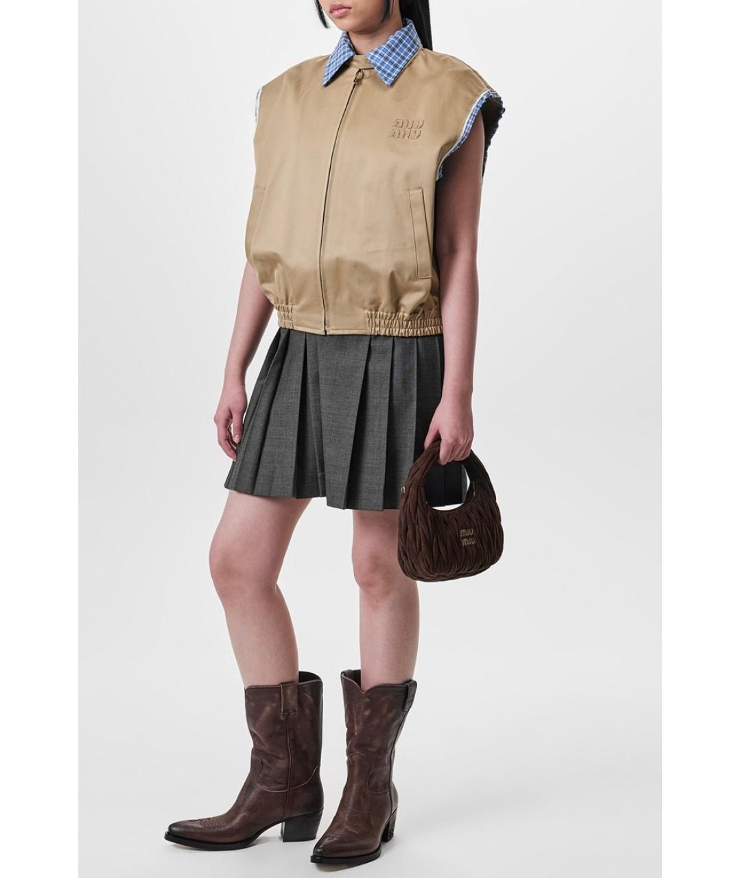 MIU MIU Коричневые кожаные сапоги, фото 5