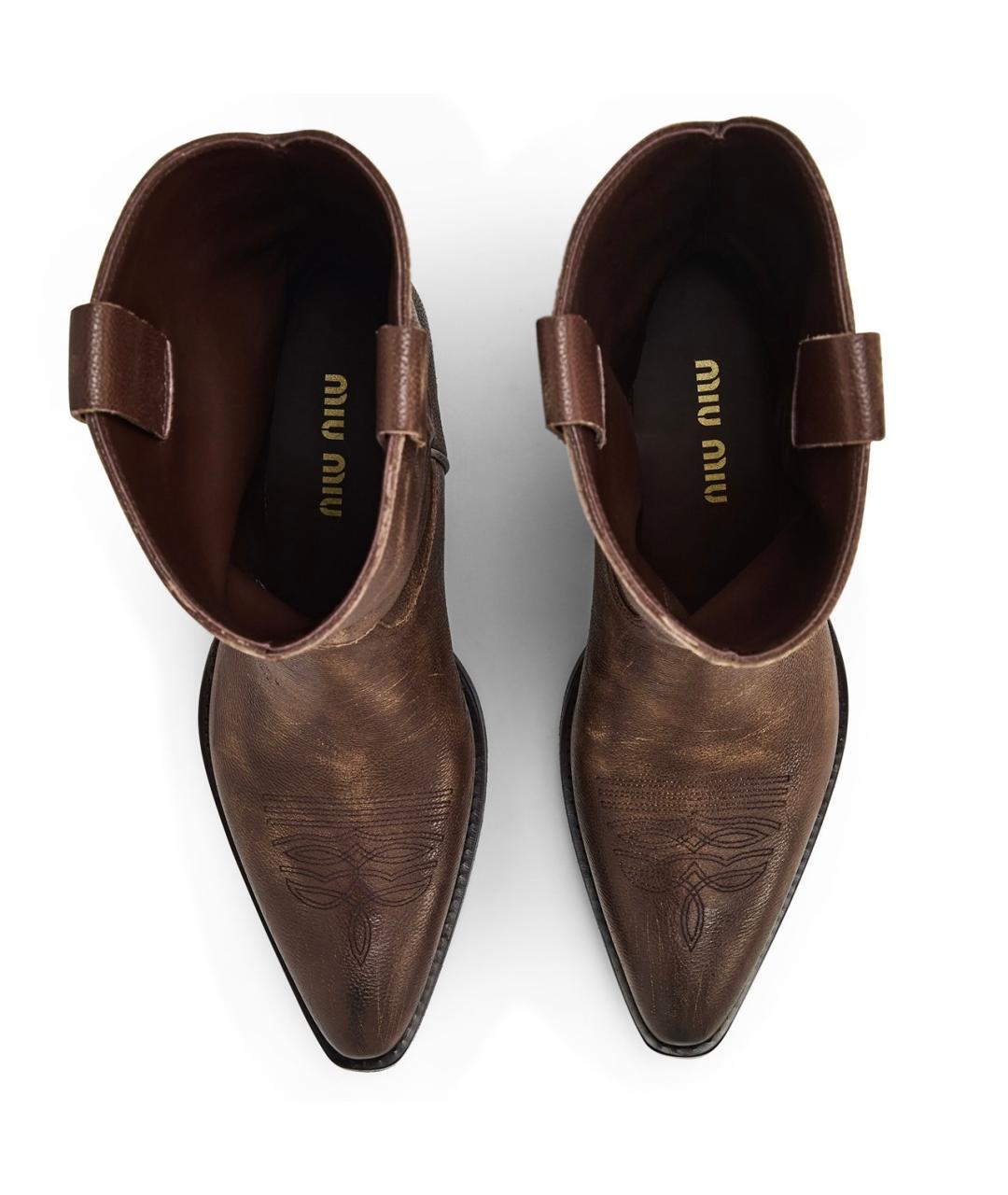 MIU MIU Коричневые кожаные сапоги, фото 3