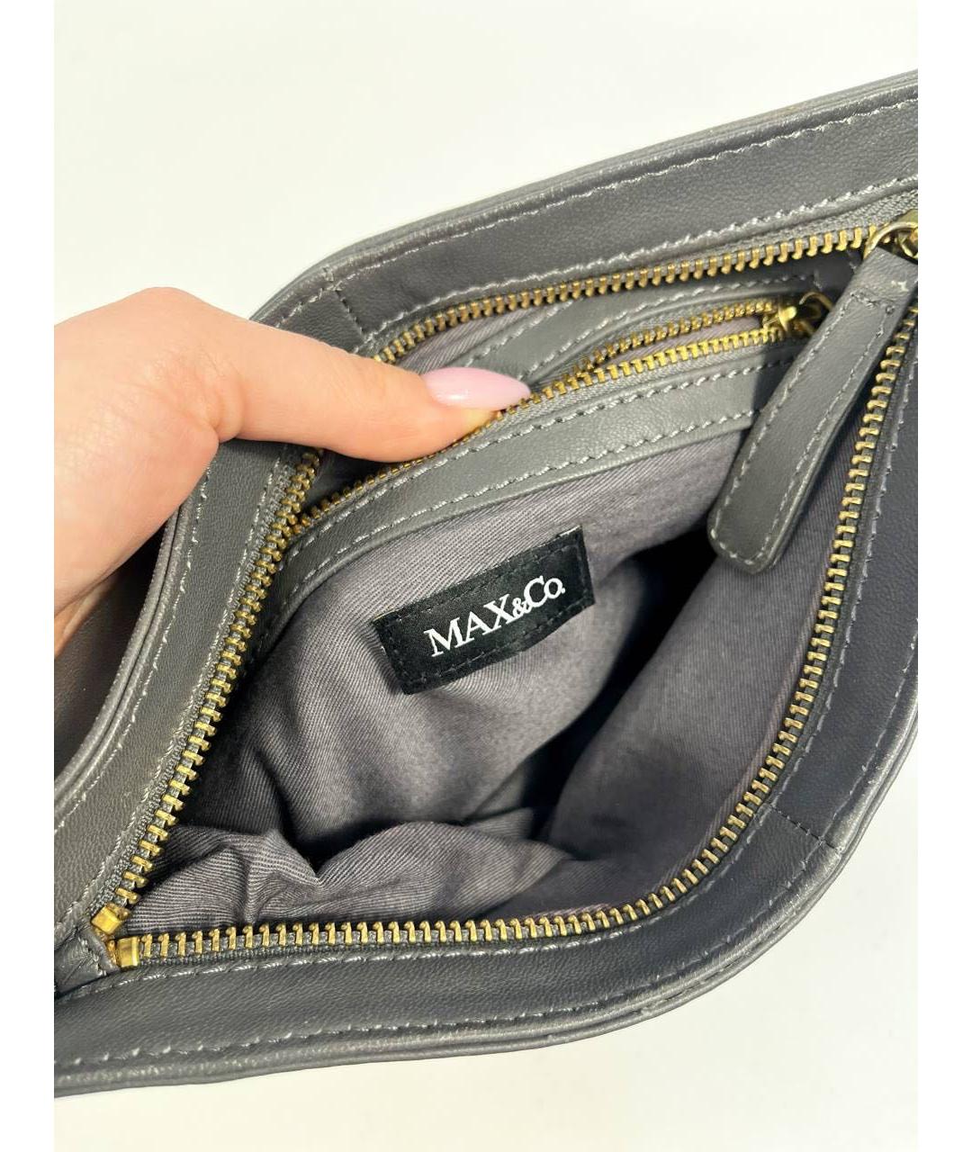 MAX&CO Серая кожаная сумка через плечо, фото 5
