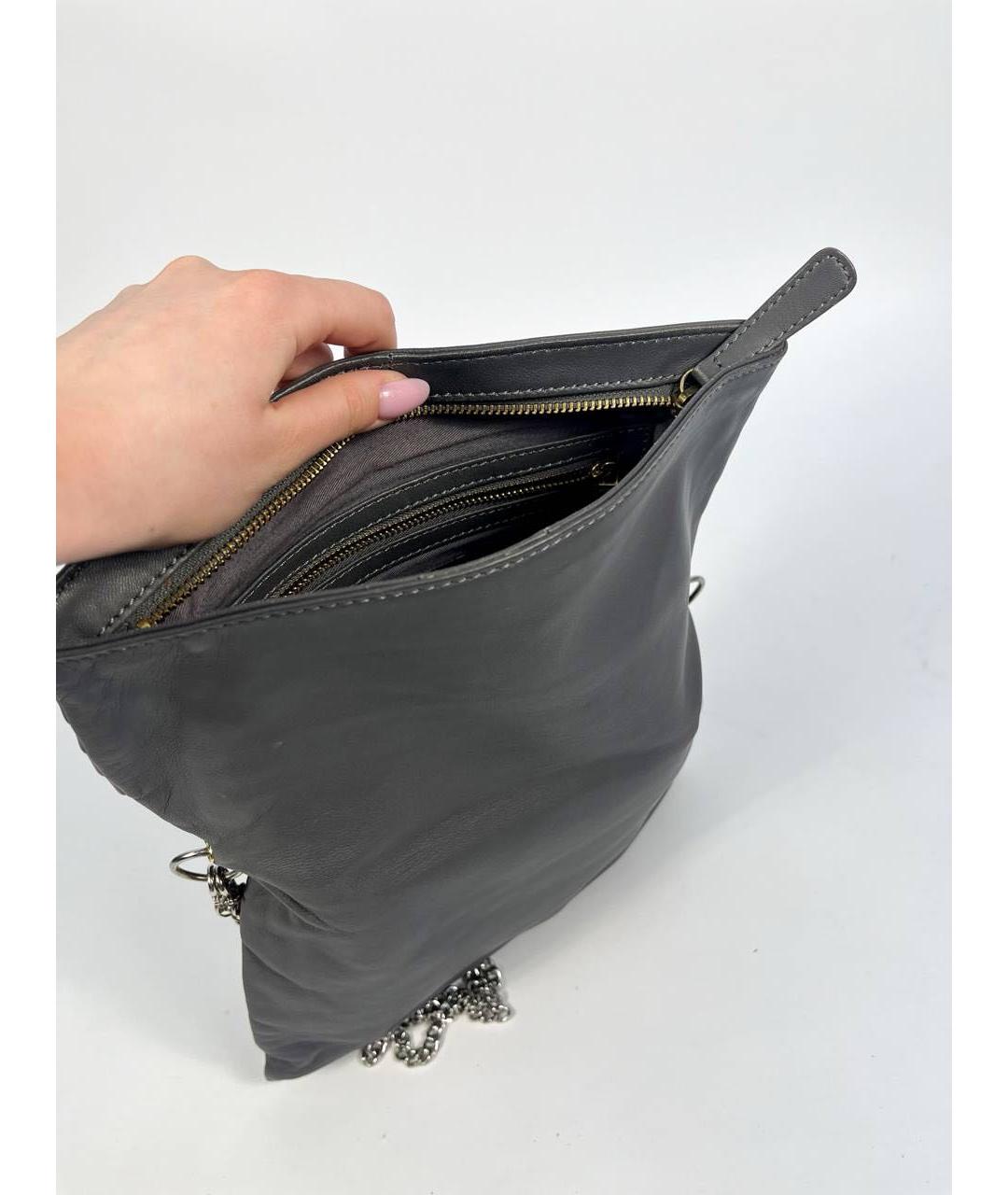 MAX&CO Серая кожаная сумка через плечо, фото 4