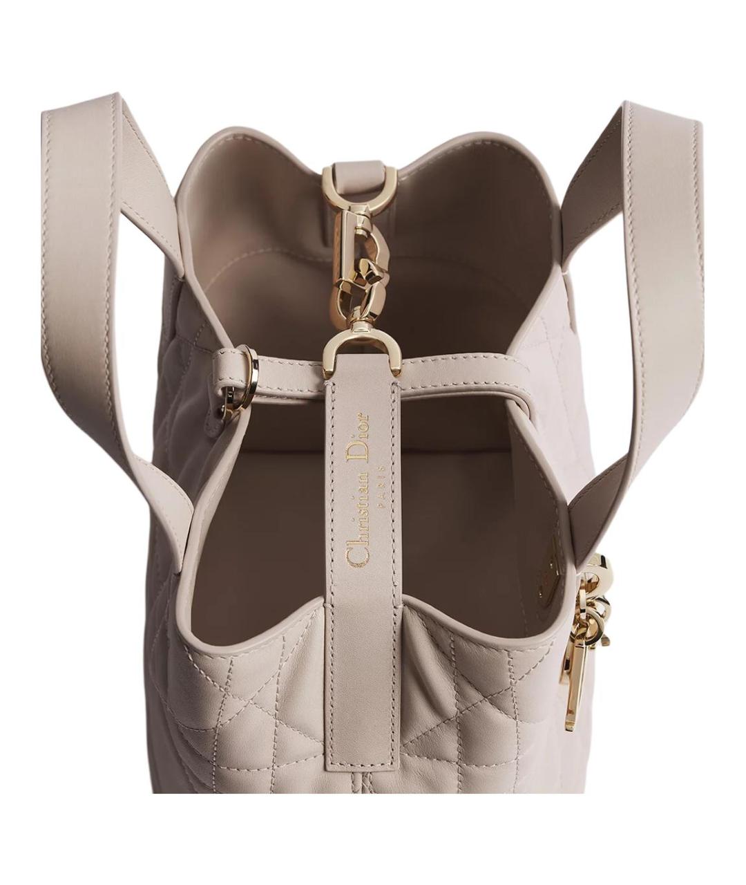 CHRISTIAN DIOR Бежевая кожаная сумка через плечо, фото 5