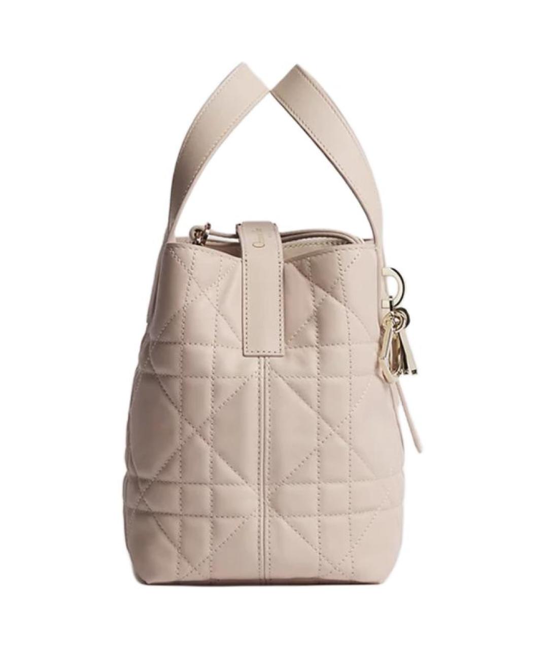 CHRISTIAN DIOR Бежевая кожаная сумка через плечо, фото 3