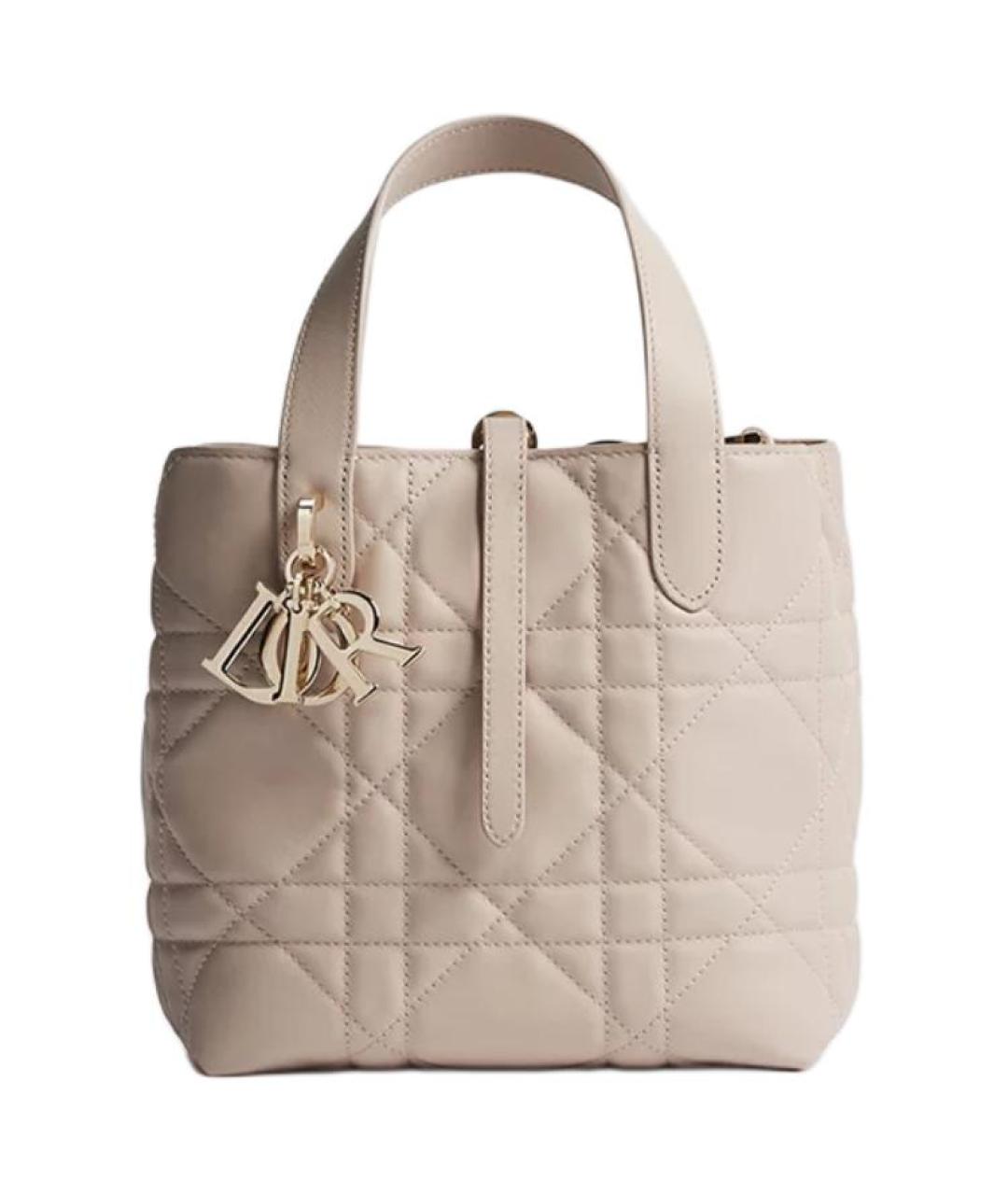 CHRISTIAN DIOR Бежевая кожаная сумка через плечо, фото 1