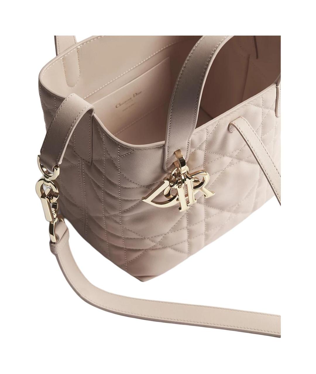 CHRISTIAN DIOR Бежевая кожаная сумка через плечо, фото 4