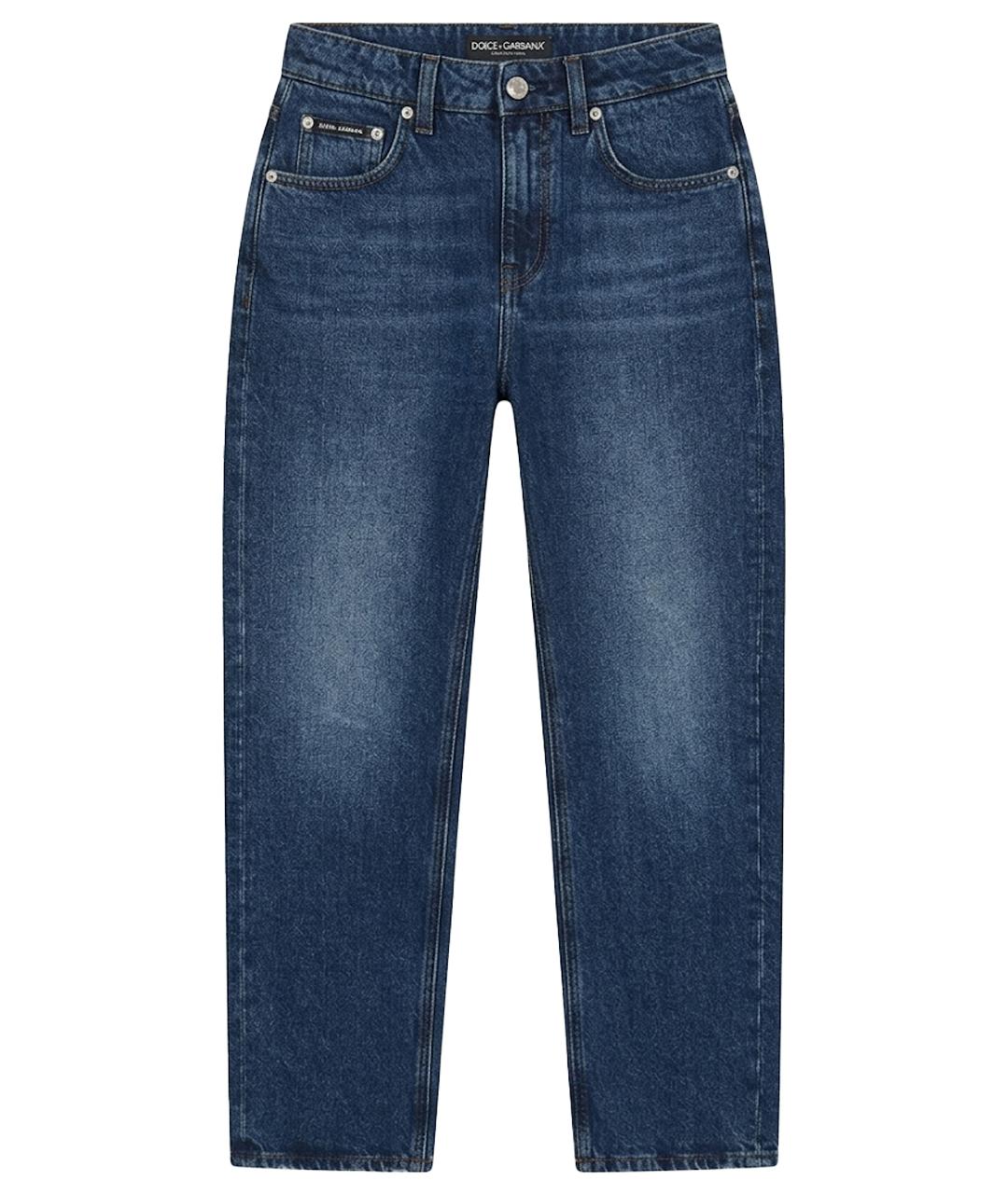 DOLCE&GABBANA Темно-синие хлопковые джинсы слим, фото 1