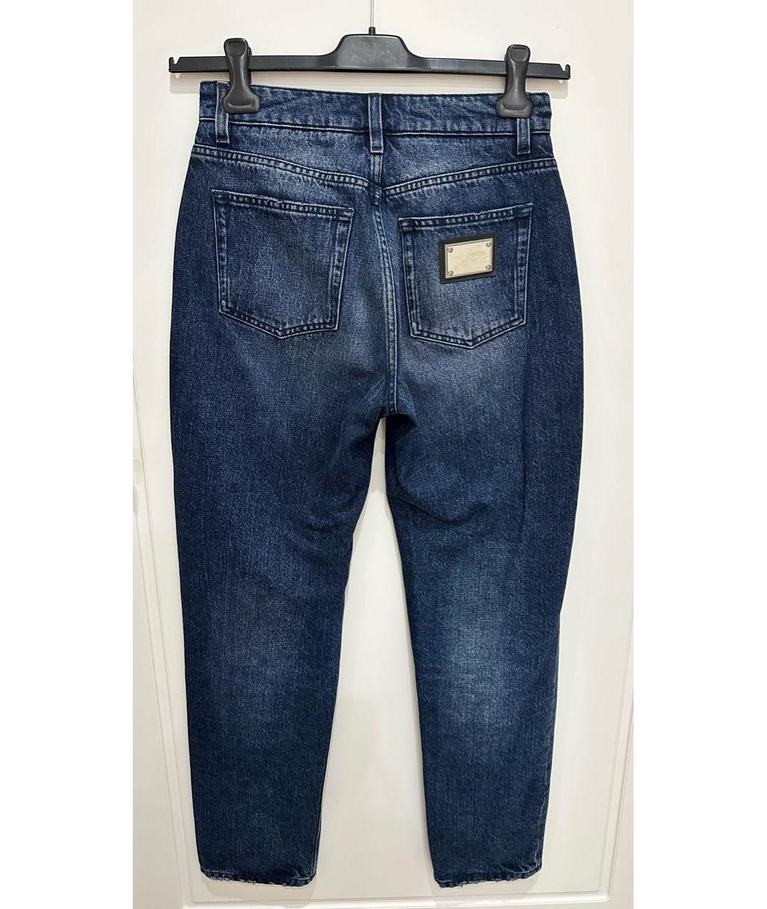 DOLCE&GABBANA Темно-синие хлопковые джинсы слим, фото 2