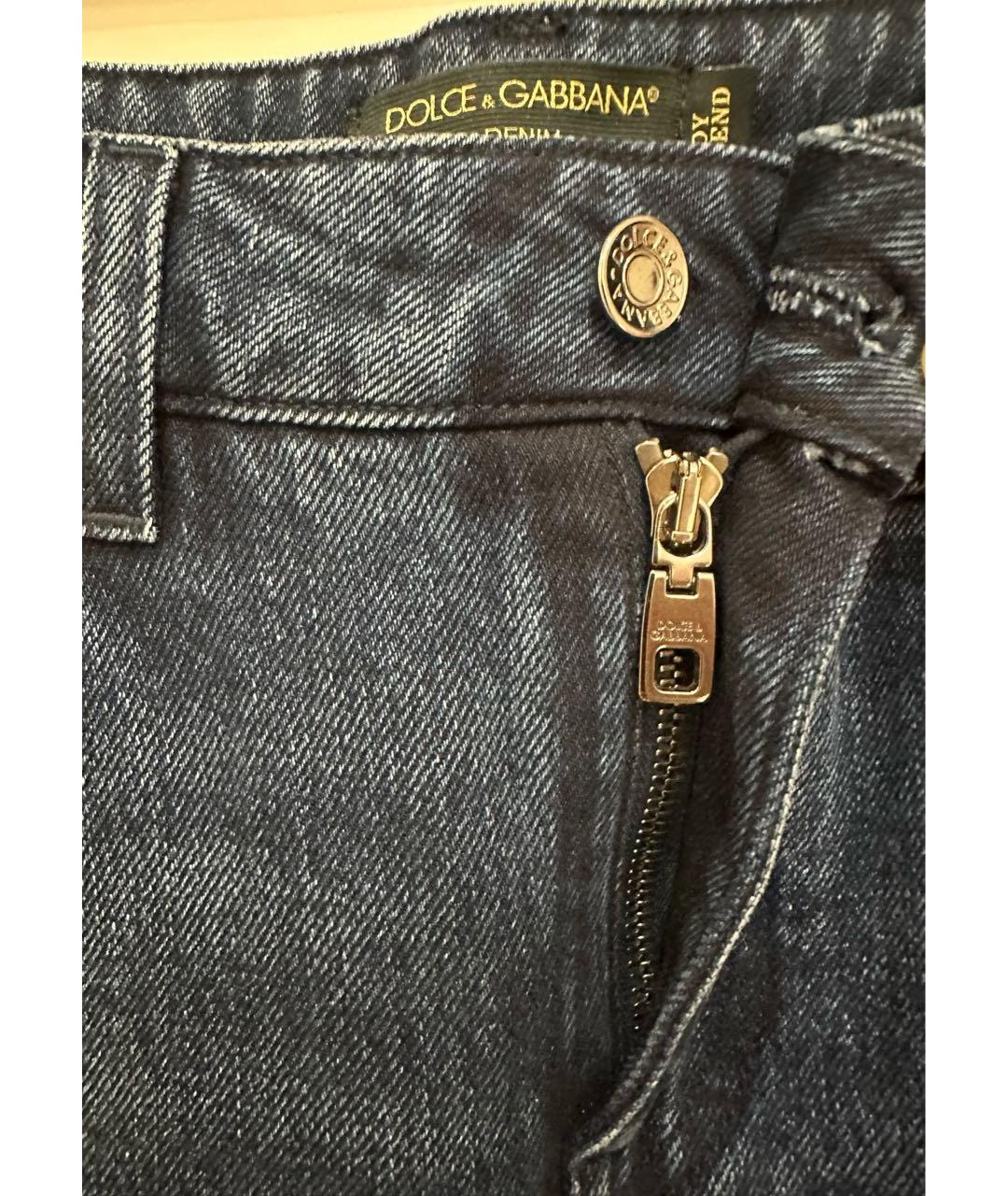 DOLCE&GABBANA Темно-синие хлопковые джинсы слим, фото 4