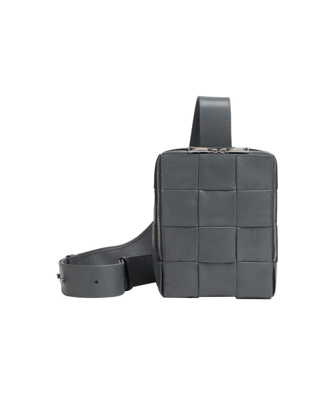 BOTTEGA VENETA Серая кожаная сумка на плечо, фото 6