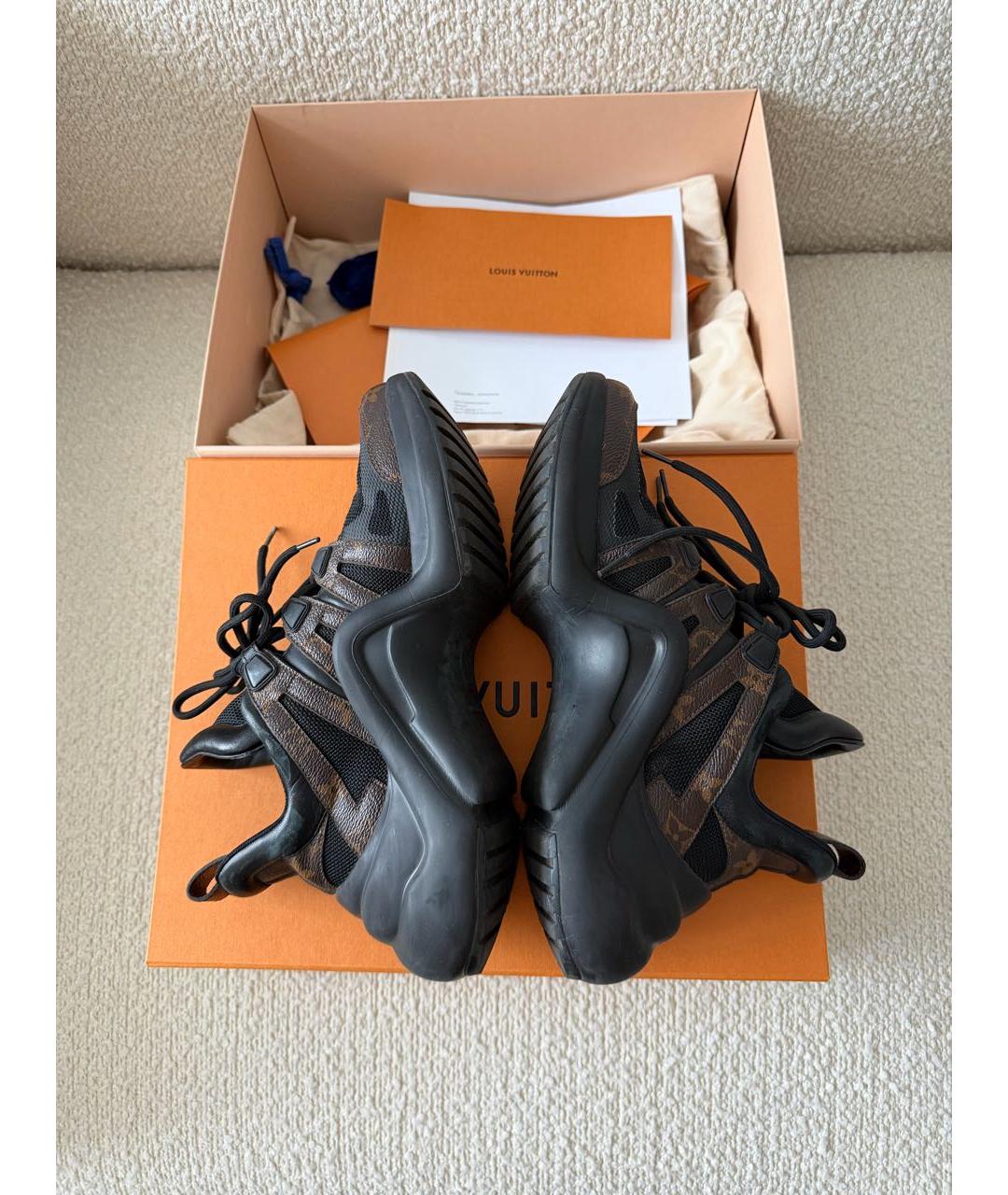 LOUIS VUITTON Коричневые кожаные кроссовки, фото 7