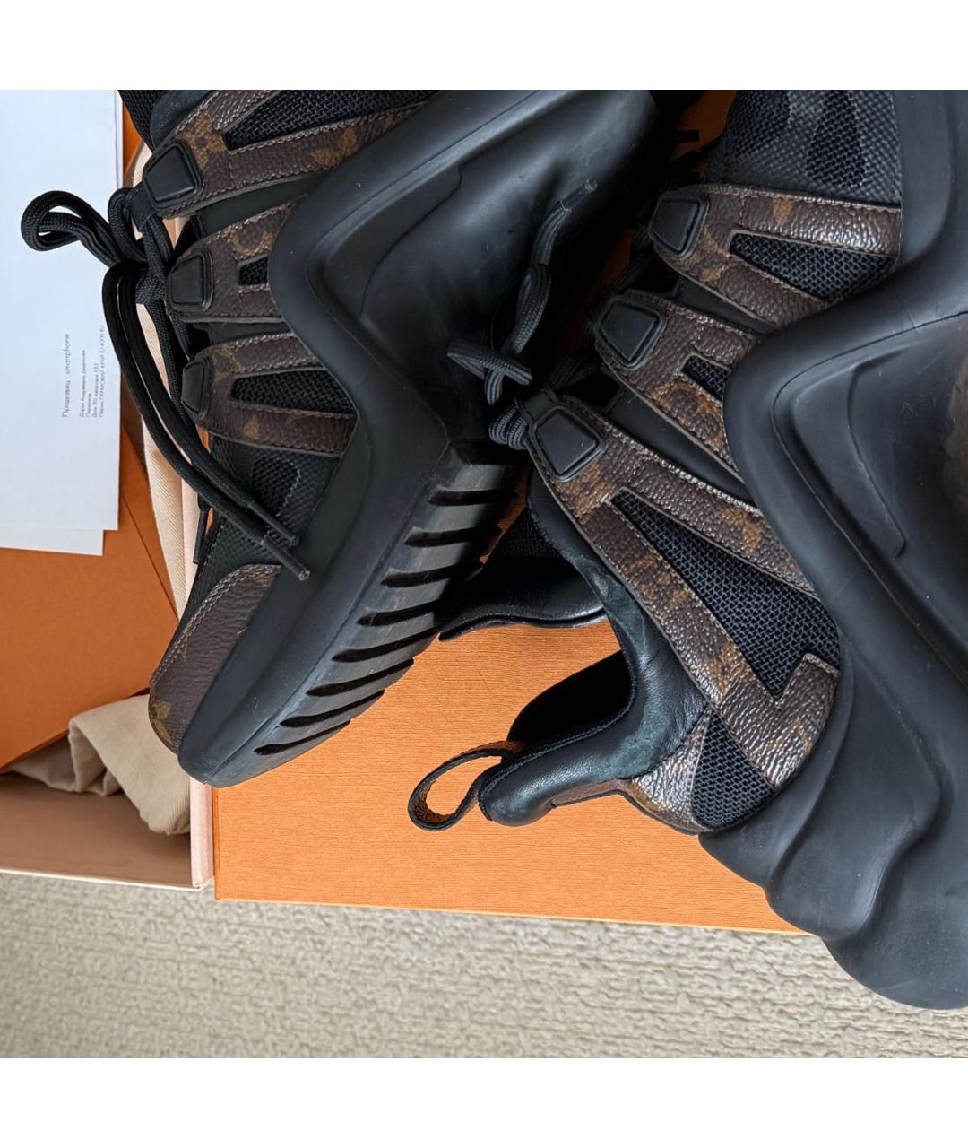 LOUIS VUITTON Коричневые кожаные кроссовки, фото 6