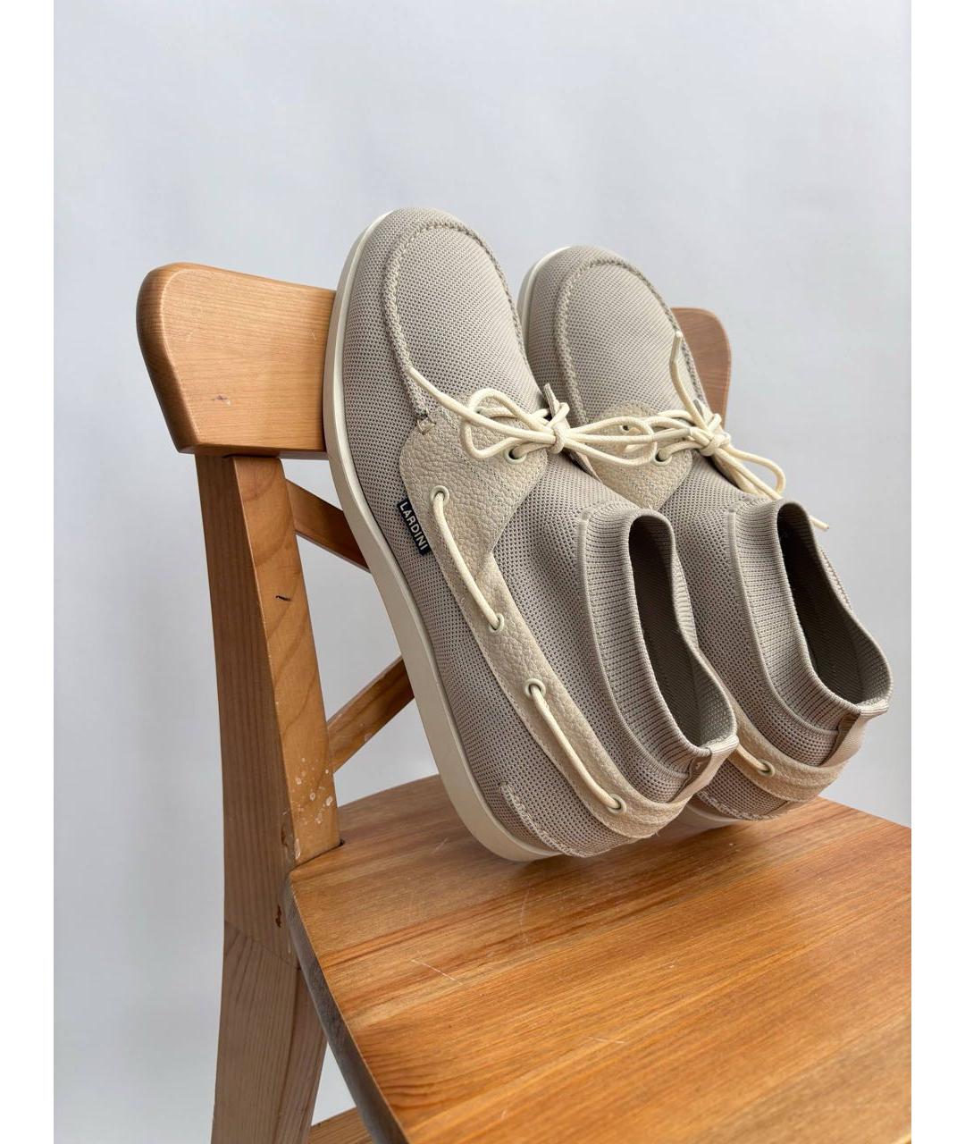 LARDINI Бежевые текстильные низкие кроссовки / кеды, фото 6