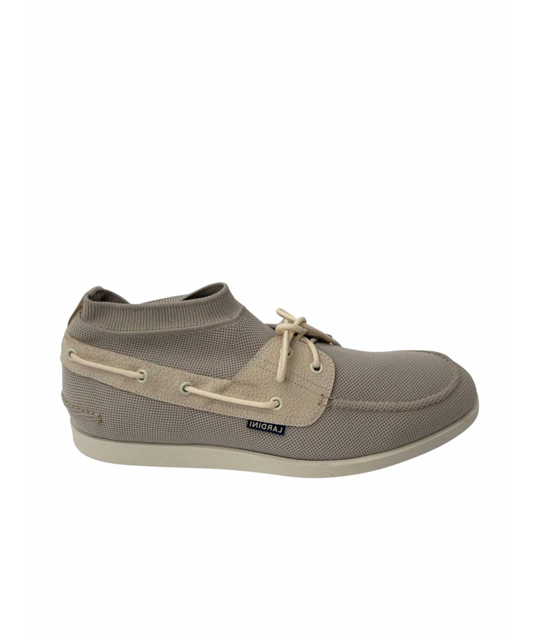 LARDINI Бежевые текстильные низкие кроссовки / кеды, фото 1