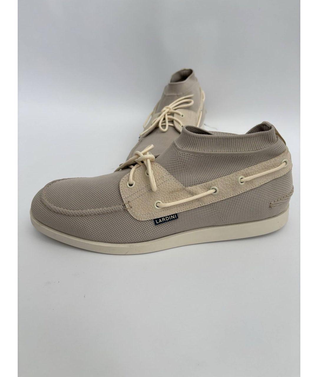 LARDINI Бежевые текстильные низкие кроссовки / кеды, фото 7