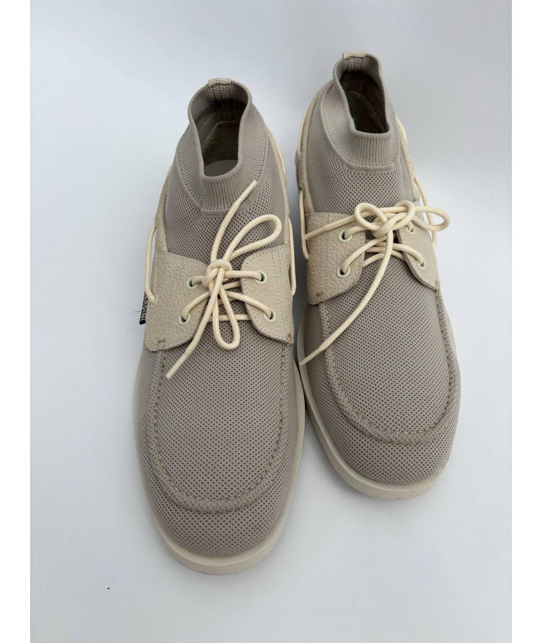 LARDINI Бежевые текстильные низкие кроссовки / кеды, фото 2