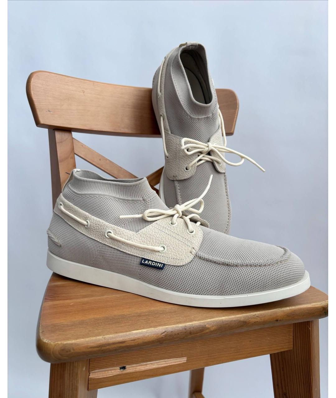 LARDINI Бежевые текстильные низкие кроссовки / кеды, фото 8