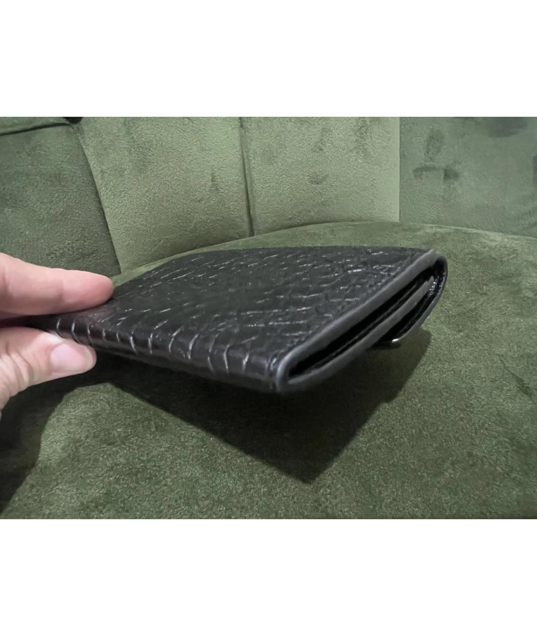 SAINT LAURENT Черный кожаный кошелек, фото 4