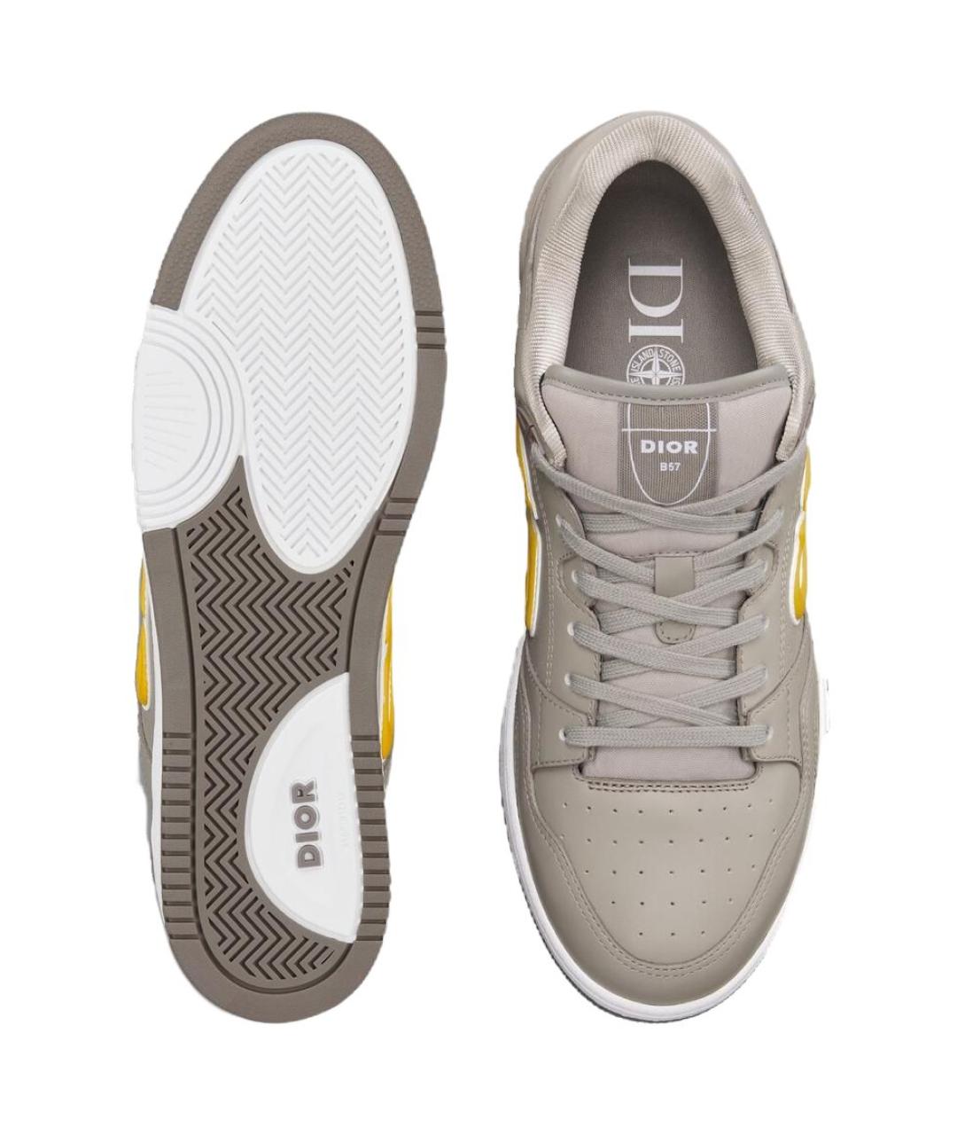 CHRISTIAN DIOR Серые кожаные низкие кроссовки / кеды, фото 5