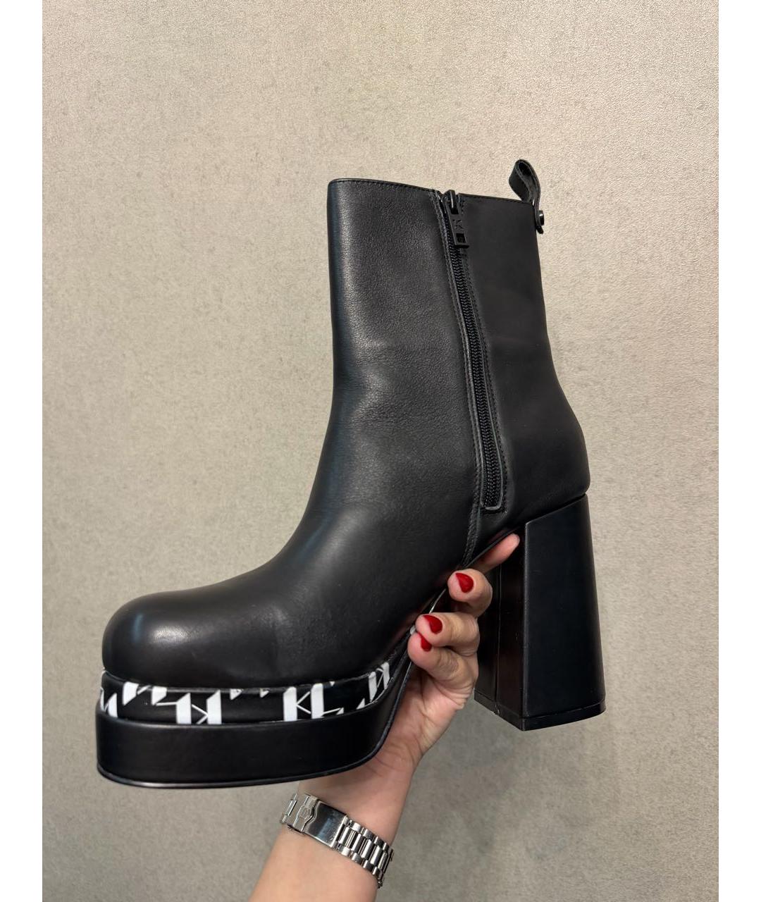 KARL LAGERFELD Черные кожаные ботильоны, фото 5
