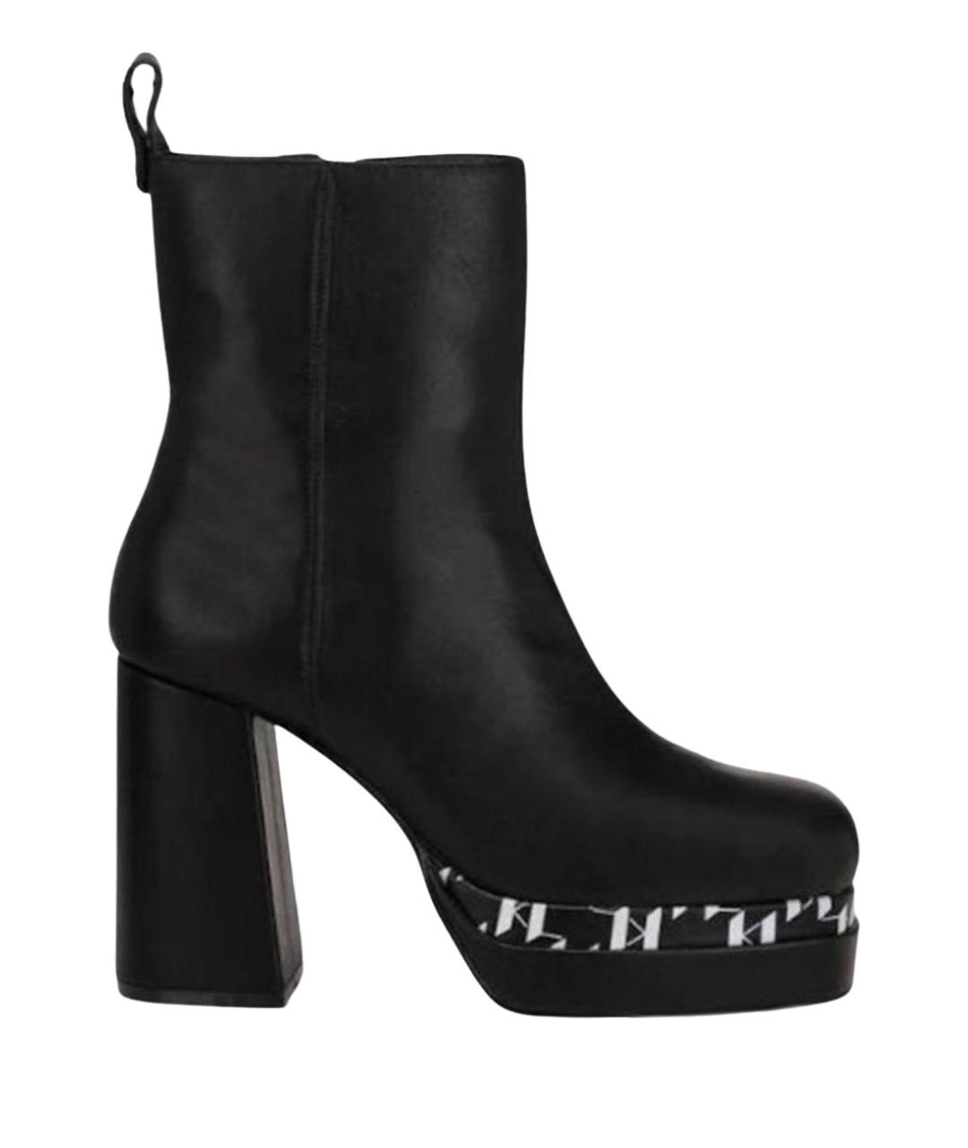 KARL LAGERFELD Черные кожаные ботильоны, фото 1