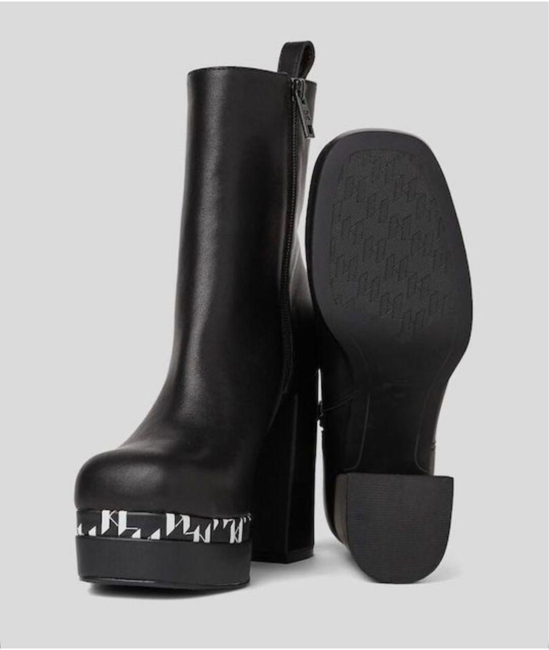 KARL LAGERFELD Черные кожаные ботильоны, фото 3
