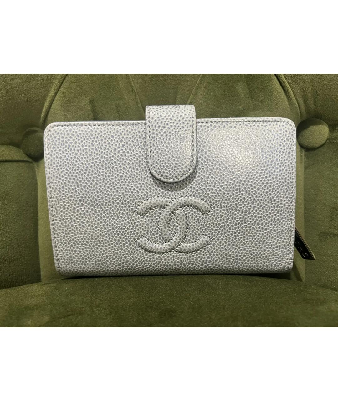 CHANEL Голубой кожаный кошелек, фото 9