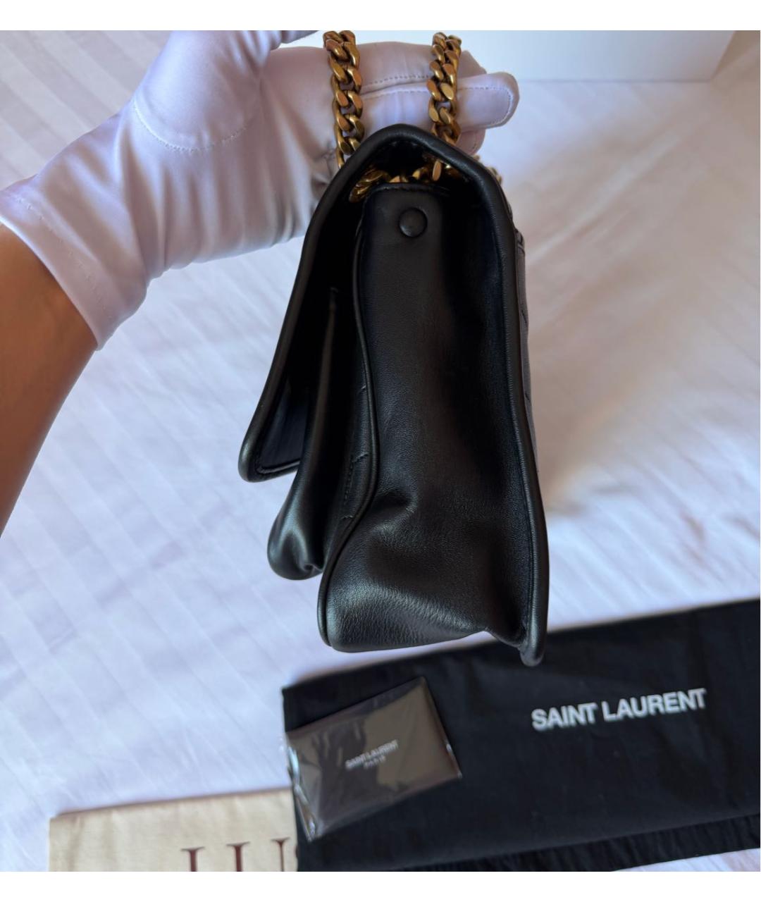 SAINT LAURENT Черная кожаная сумка с короткими ручками, фото 5