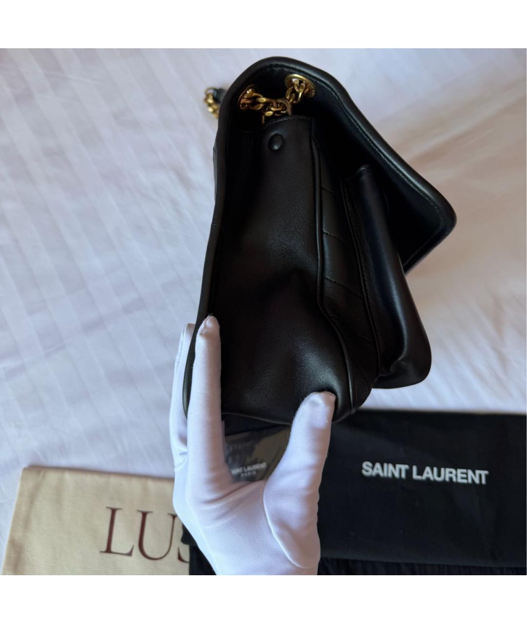 SAINT LAURENT Черная кожаная сумка с короткими ручками, фото 6