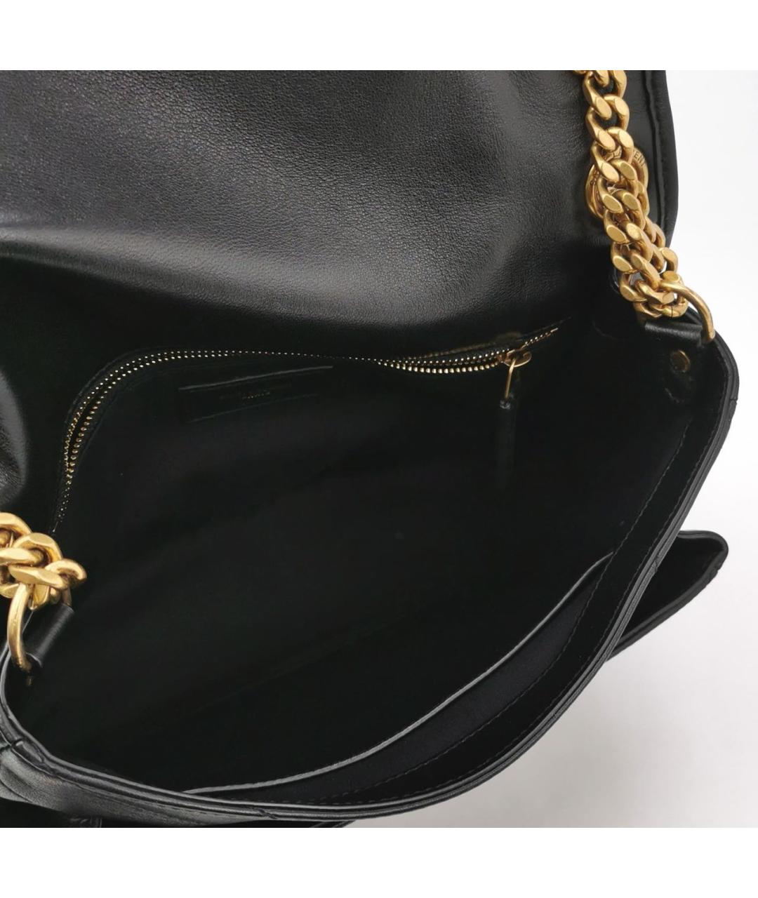 SAINT LAURENT Черная кожаная сумка с короткими ручками, фото 8