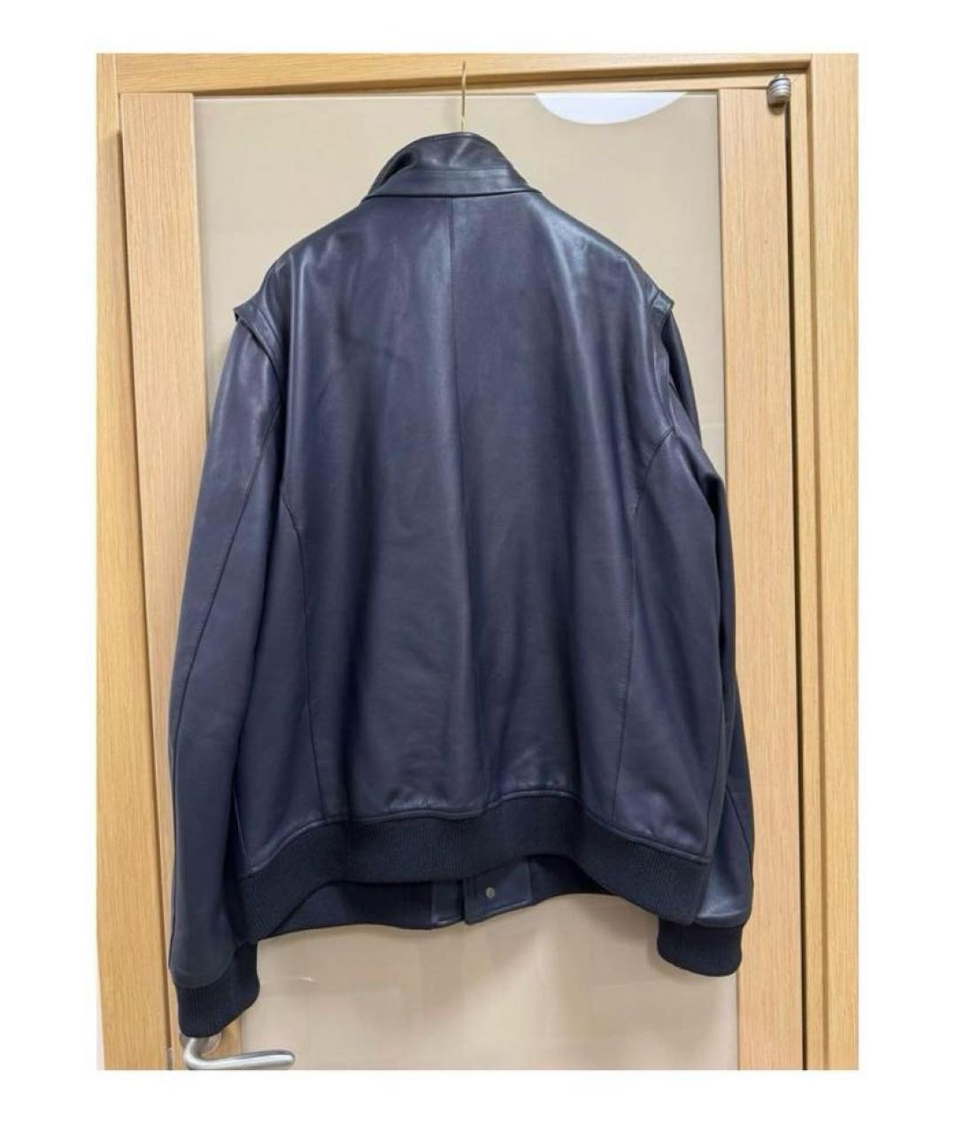 LORO PIANA Темно-синяя кожаная куртка, фото 2