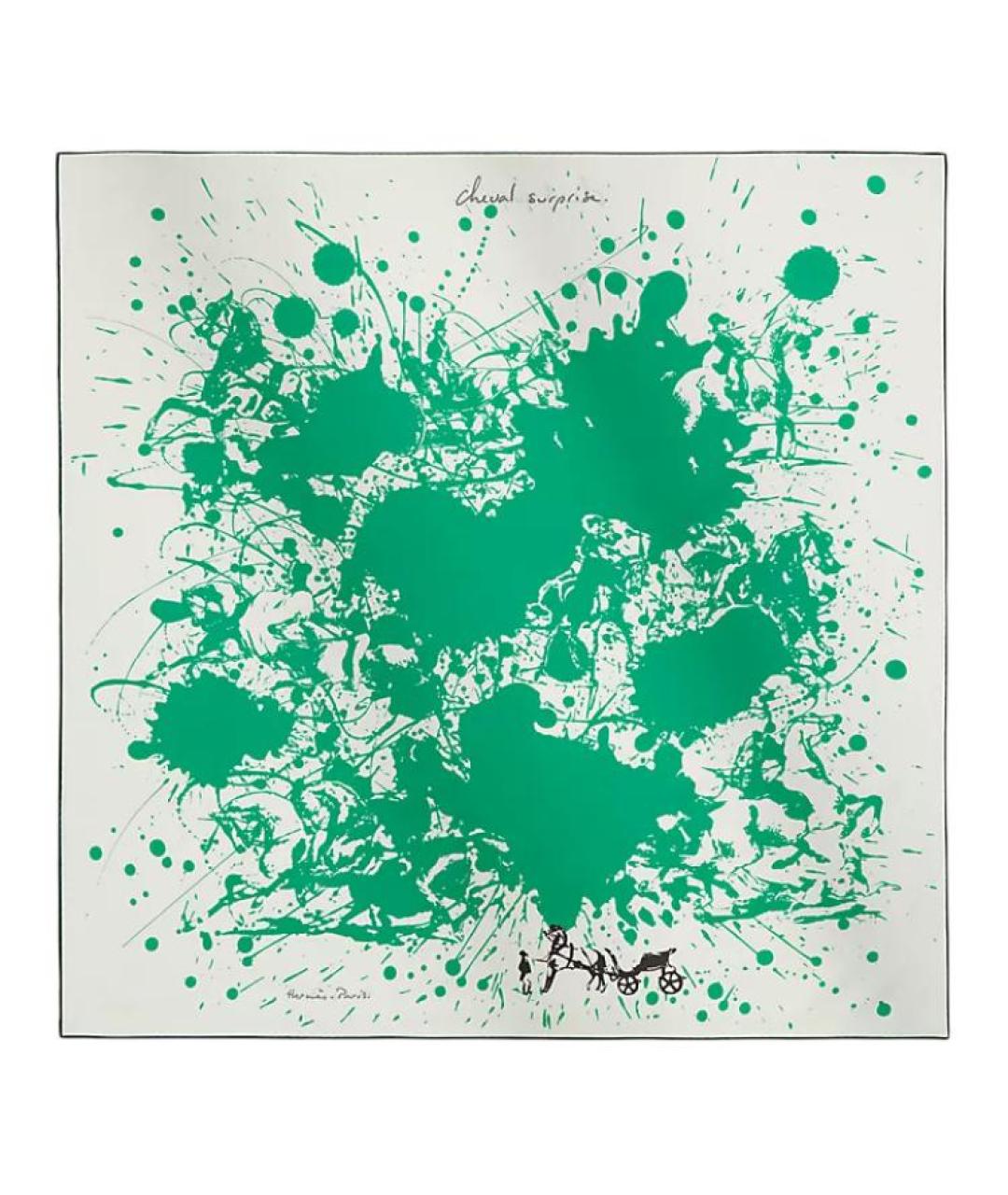 HERMES Белый шелковый шарф, фото 3