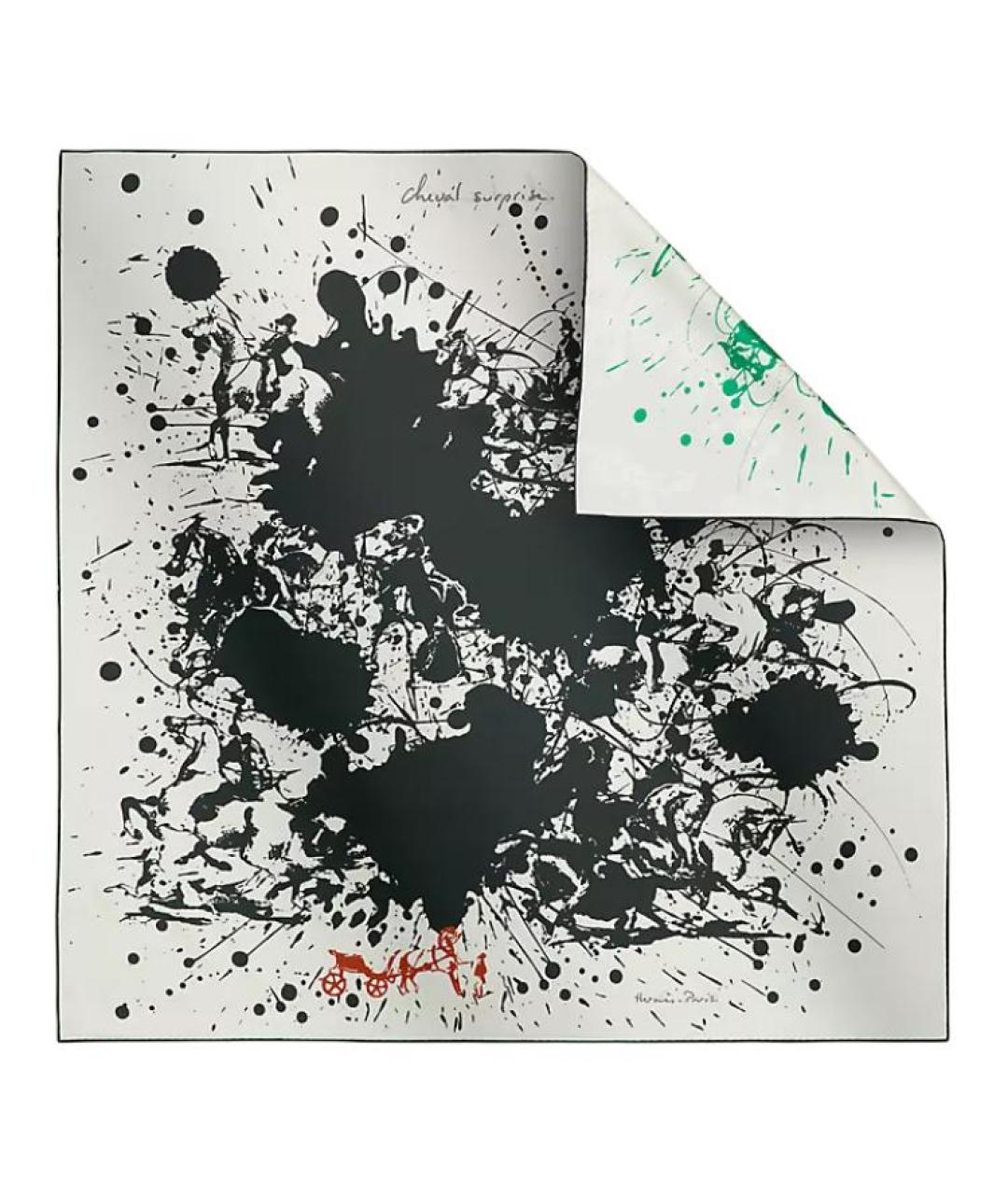 HERMES Белый шелковый шарф, фото 2