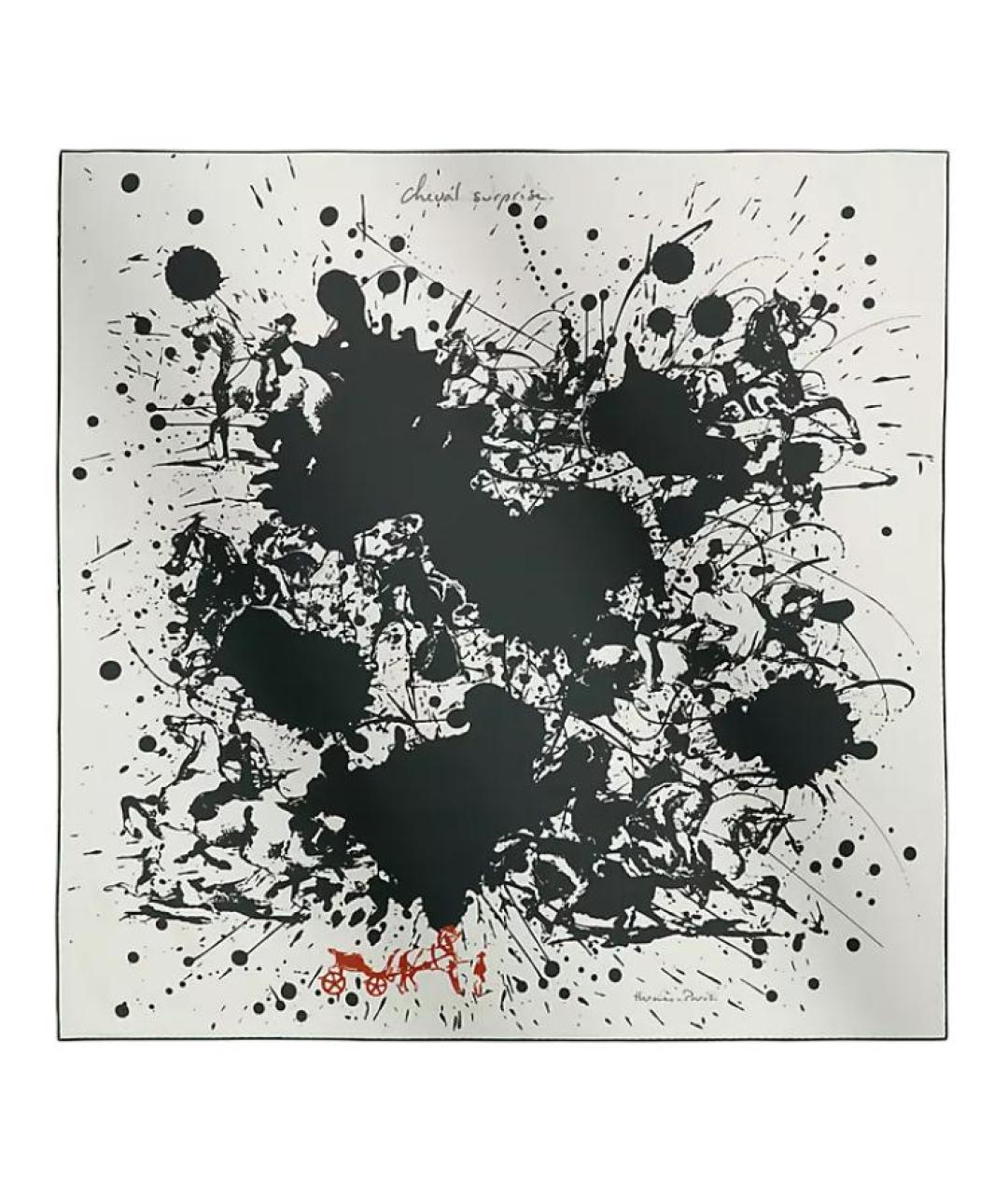 HERMES Белый шелковый шарф, фото 1