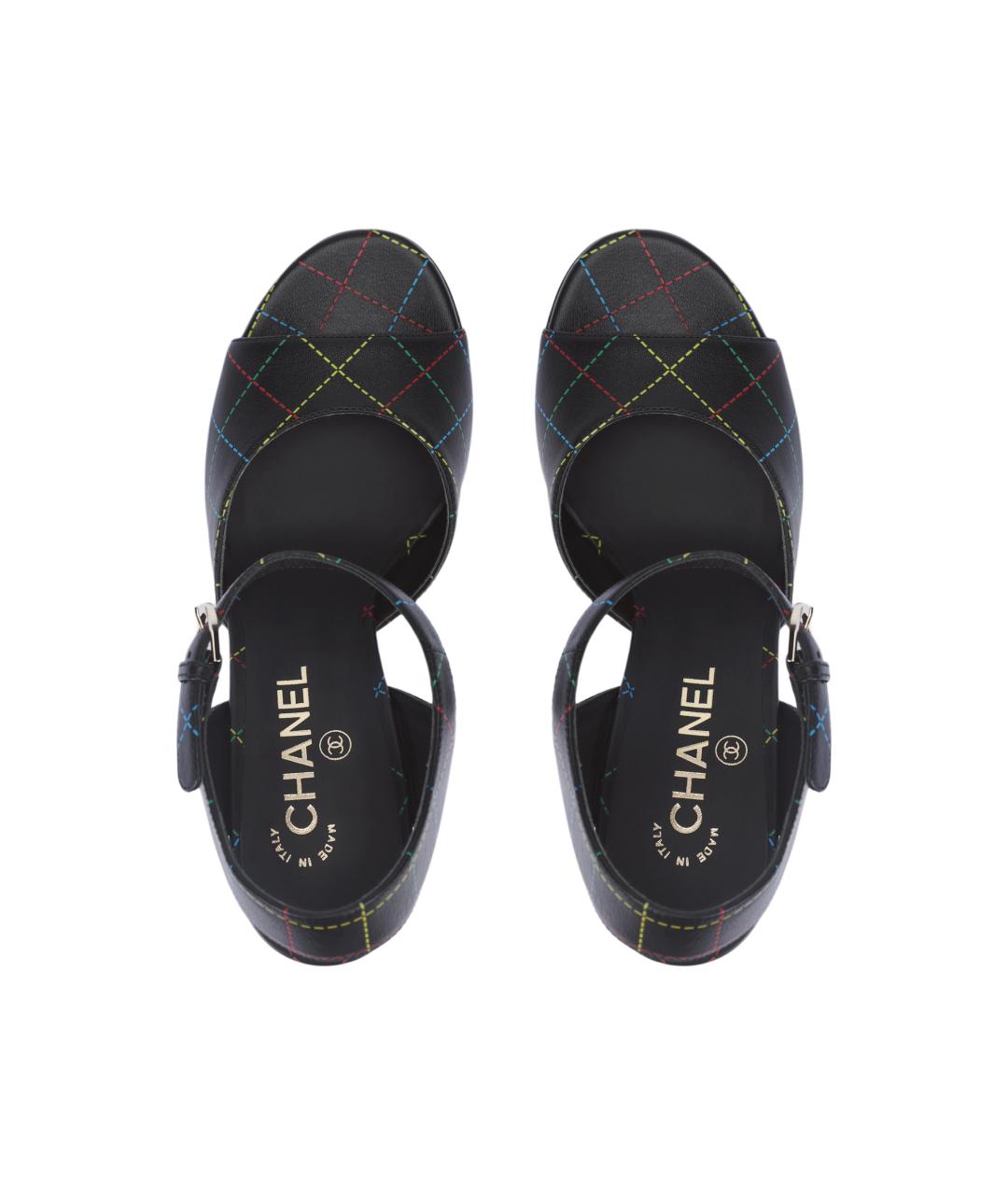 CHANEL Черные кожаные босоножки, фото 3
