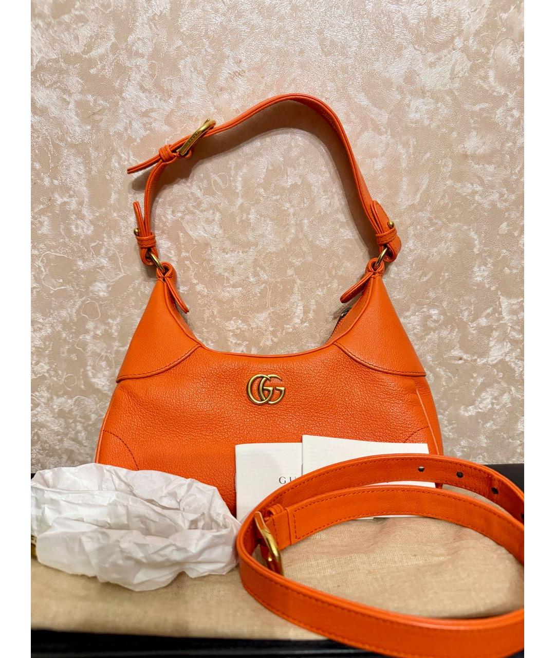 GUCCI Оранжевая кожаная сумка через плечо, фото 7
