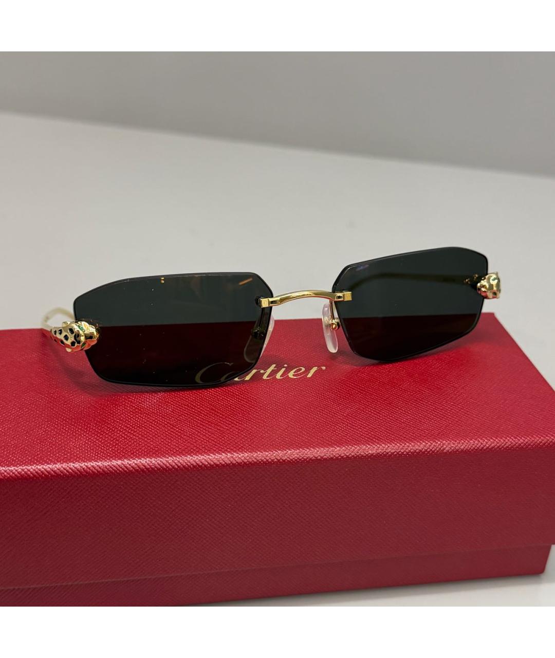 CARTIER Золотые металлические солнцезащитные очки, фото 2